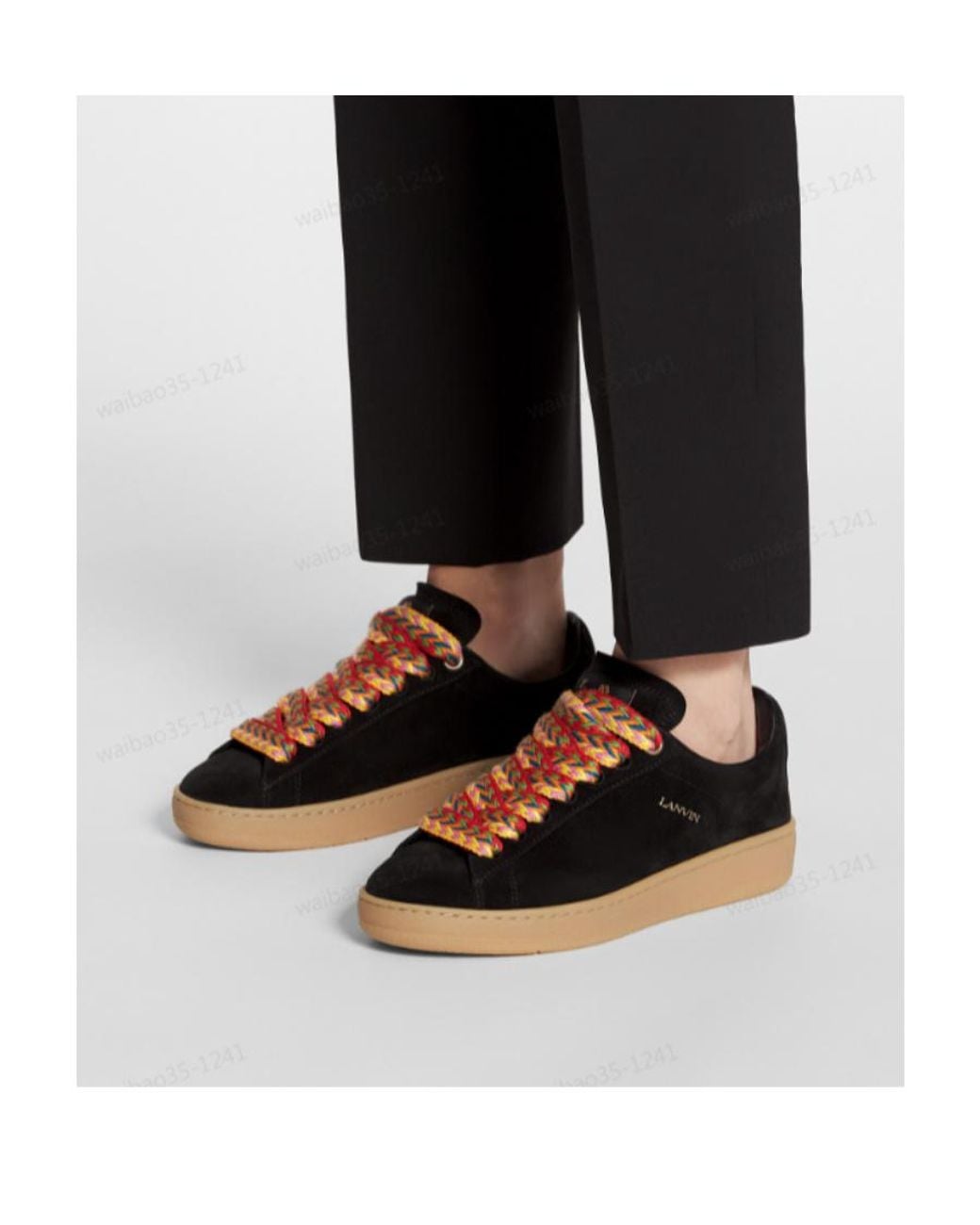 Lanvin Black Lite Curb Suede Sneakers