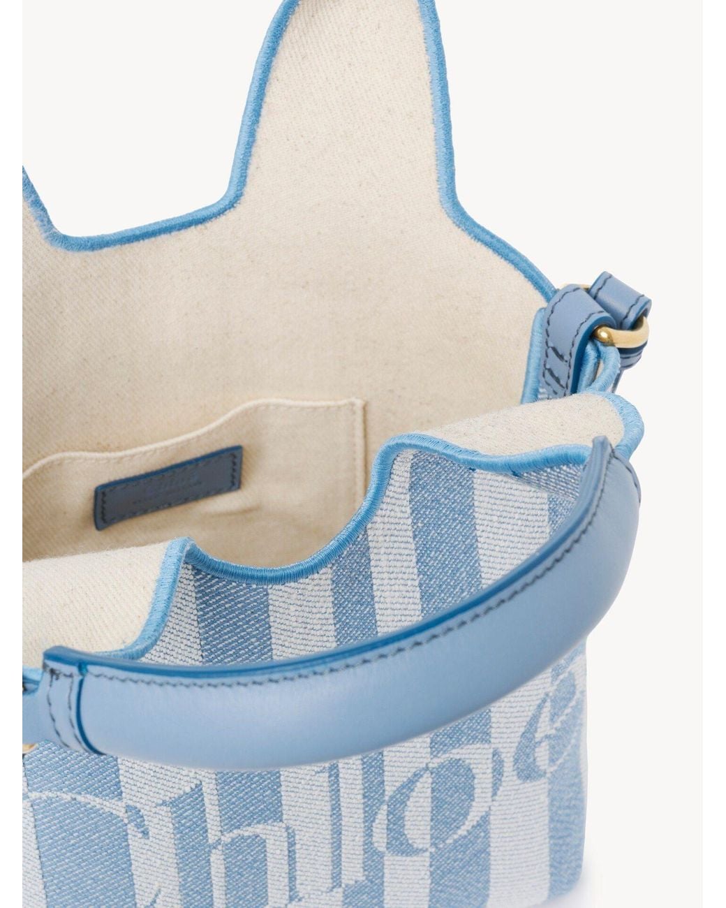 Chloé Blue Chloé Striped Logo Detailed Tote Bag