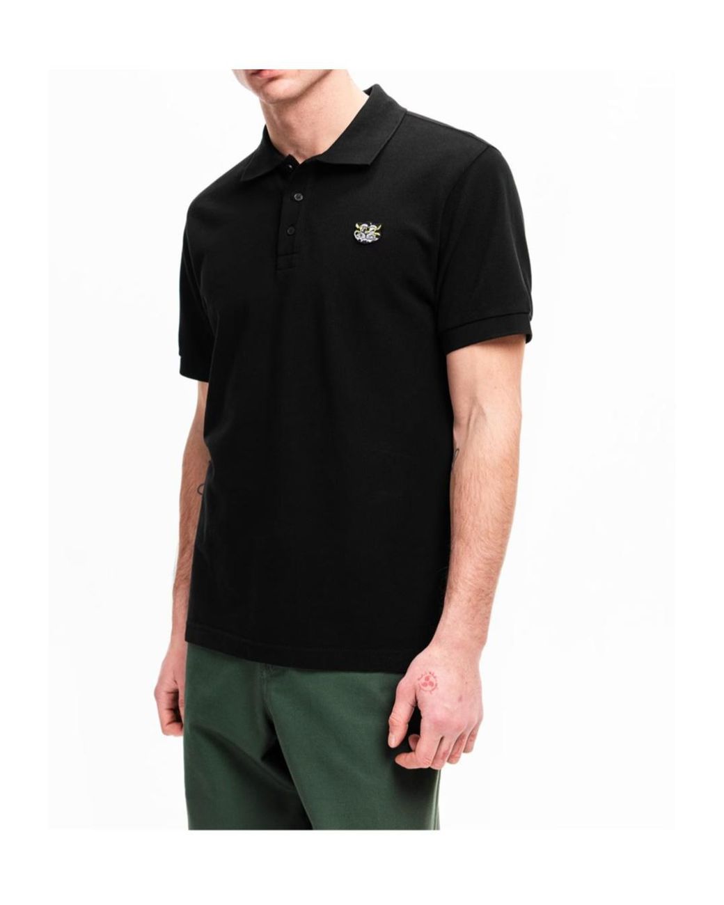KENZO Black Wild Tiger Short Sleeve Polo Shirt for men