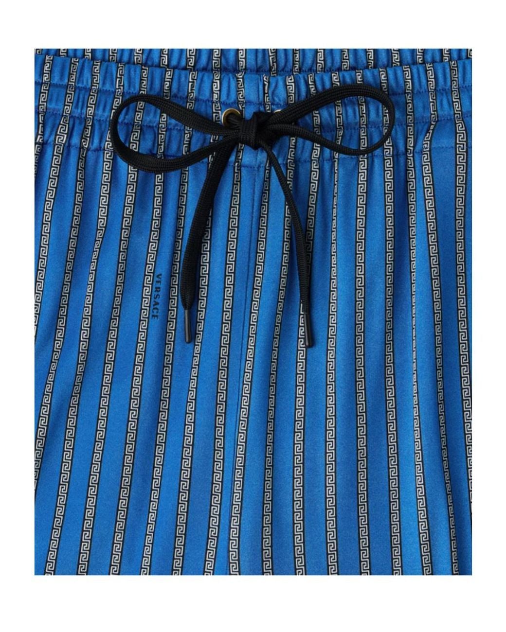 Versace Blue Meandros Striped Trousers
