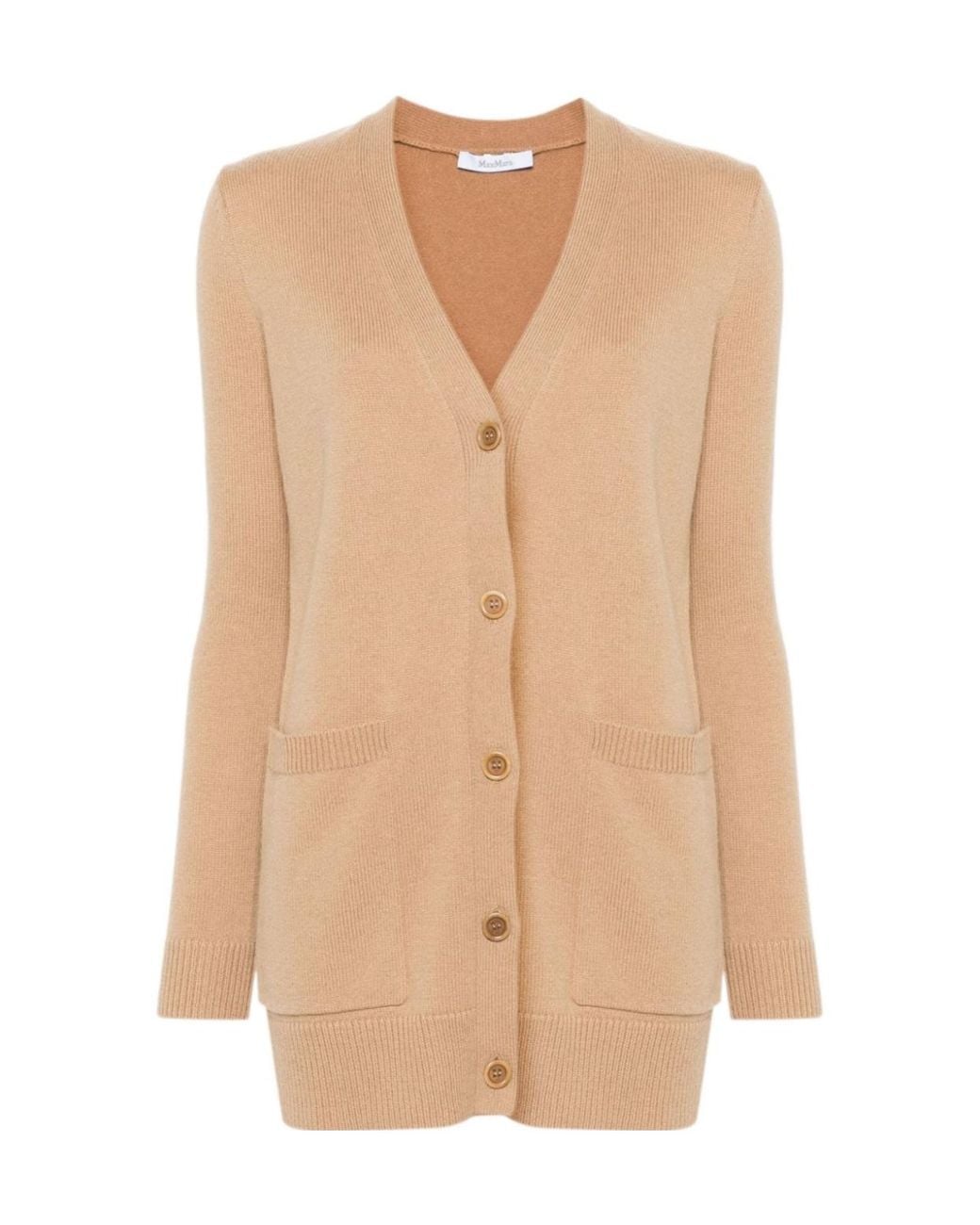 Max Mara Natural Villar V-Neck Long-Sleeved Cardigan