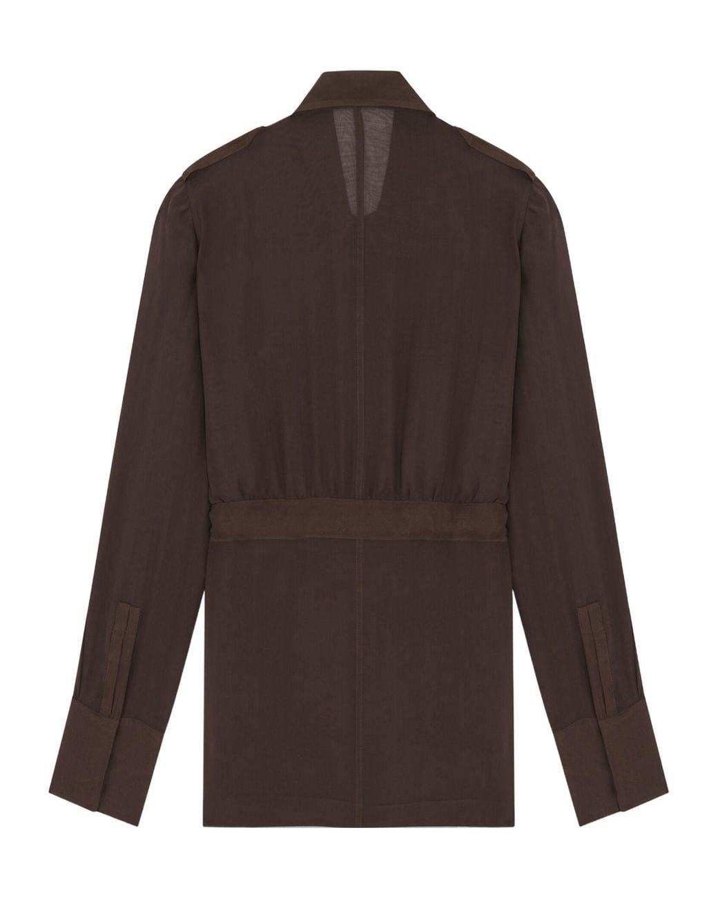 Saint Laurent Brown Saharienne Belted Long-Sleeved Dress