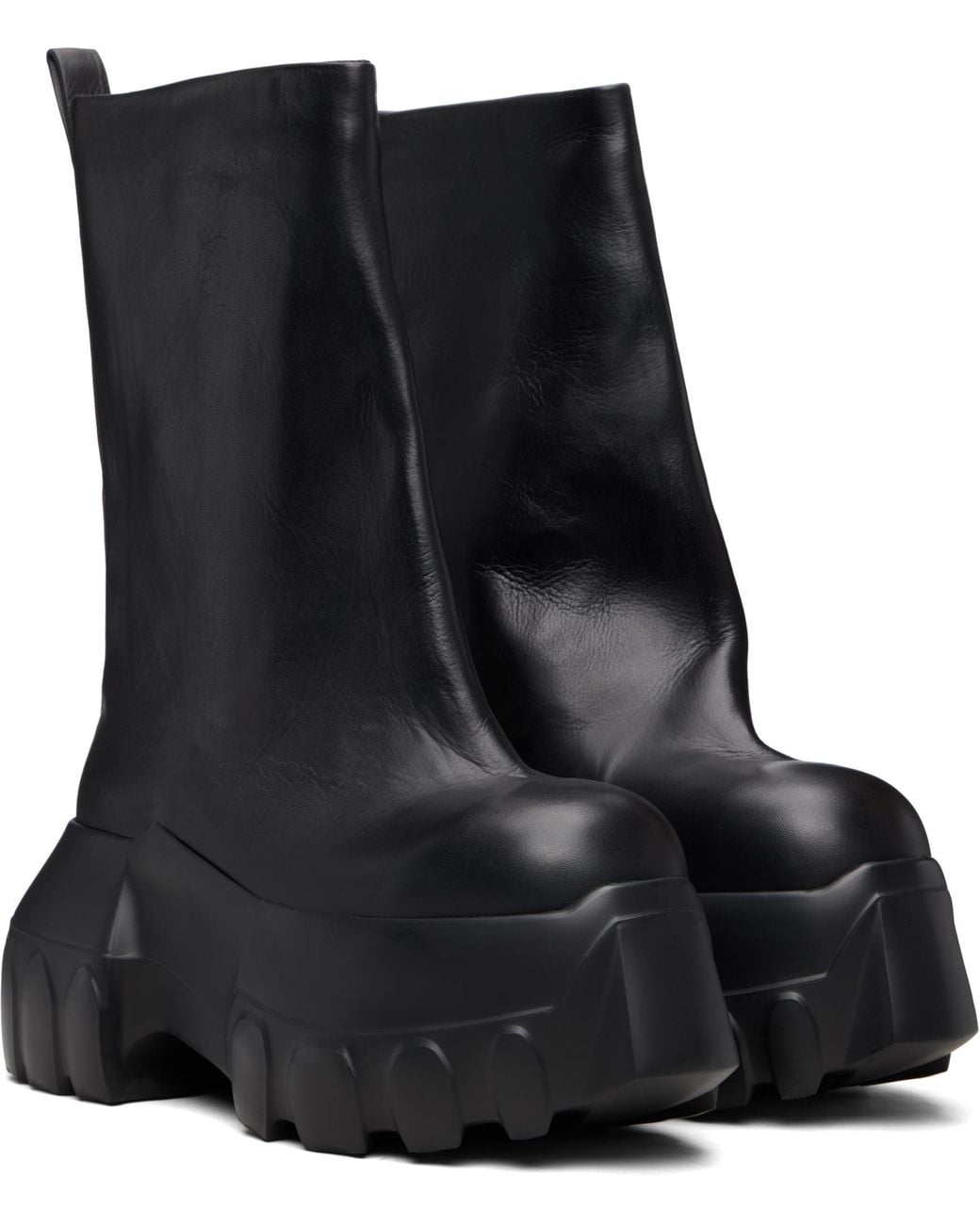 Rick Owens Black Mega Tractor Platform Boots for men