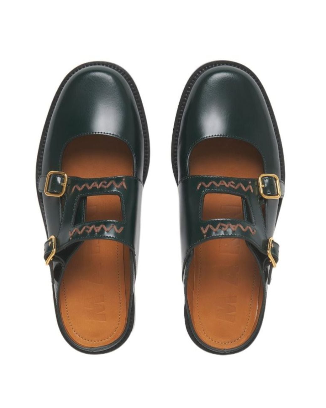 Marni Green Cutout Buckled Mules