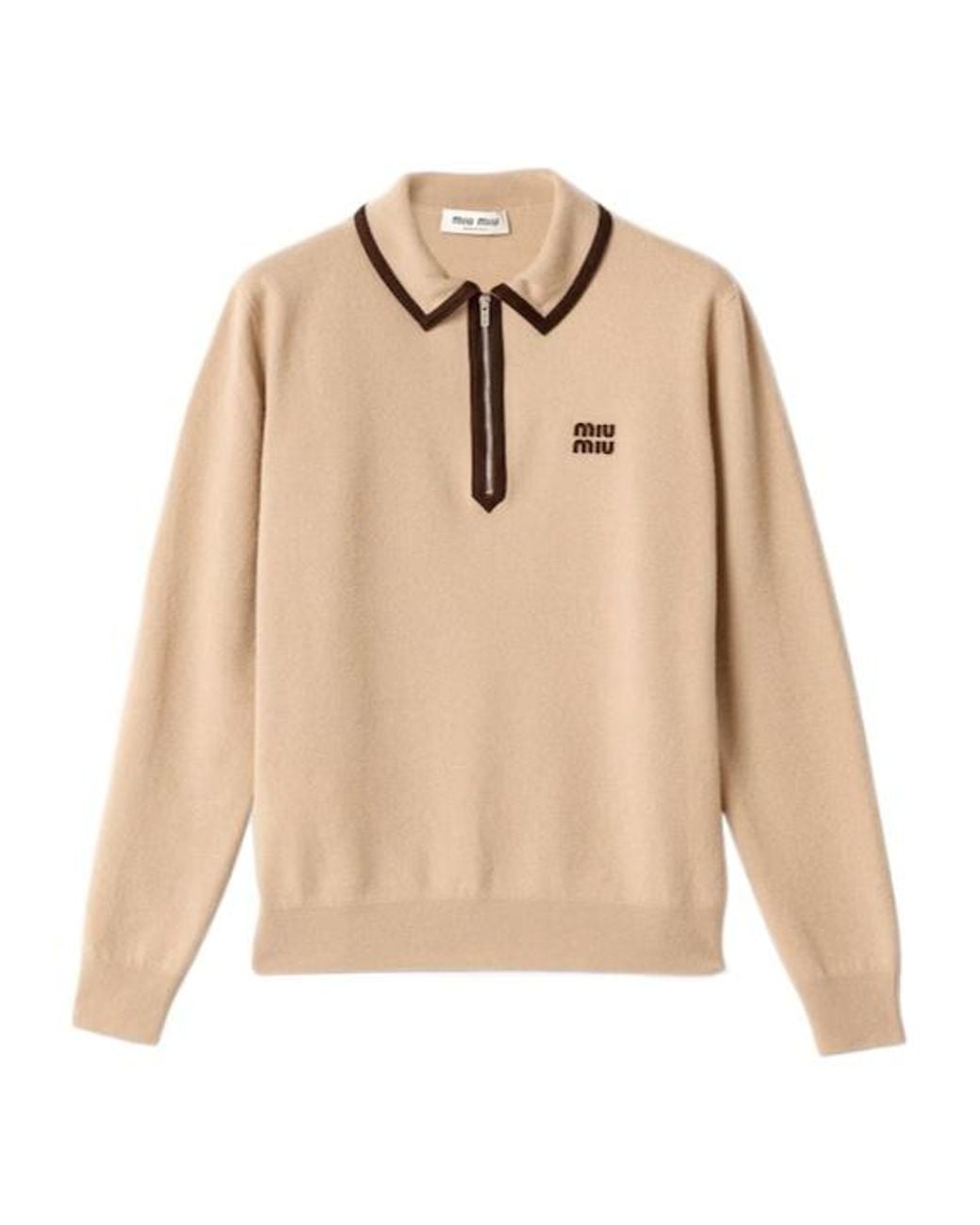 Miu Miu Natural Wool And Cashmere Polo Sweater