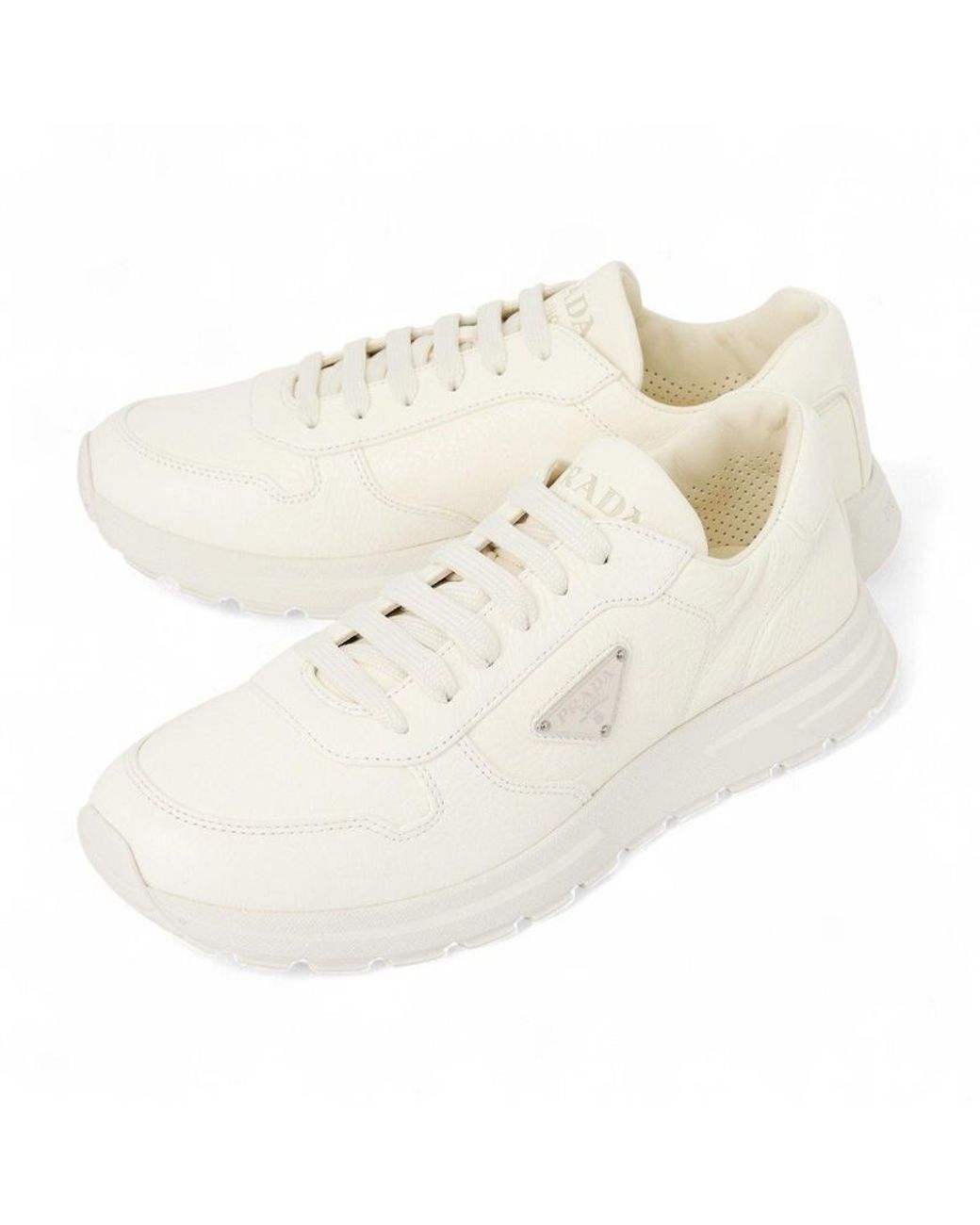 Prada White Lace-Up Sneakers for men