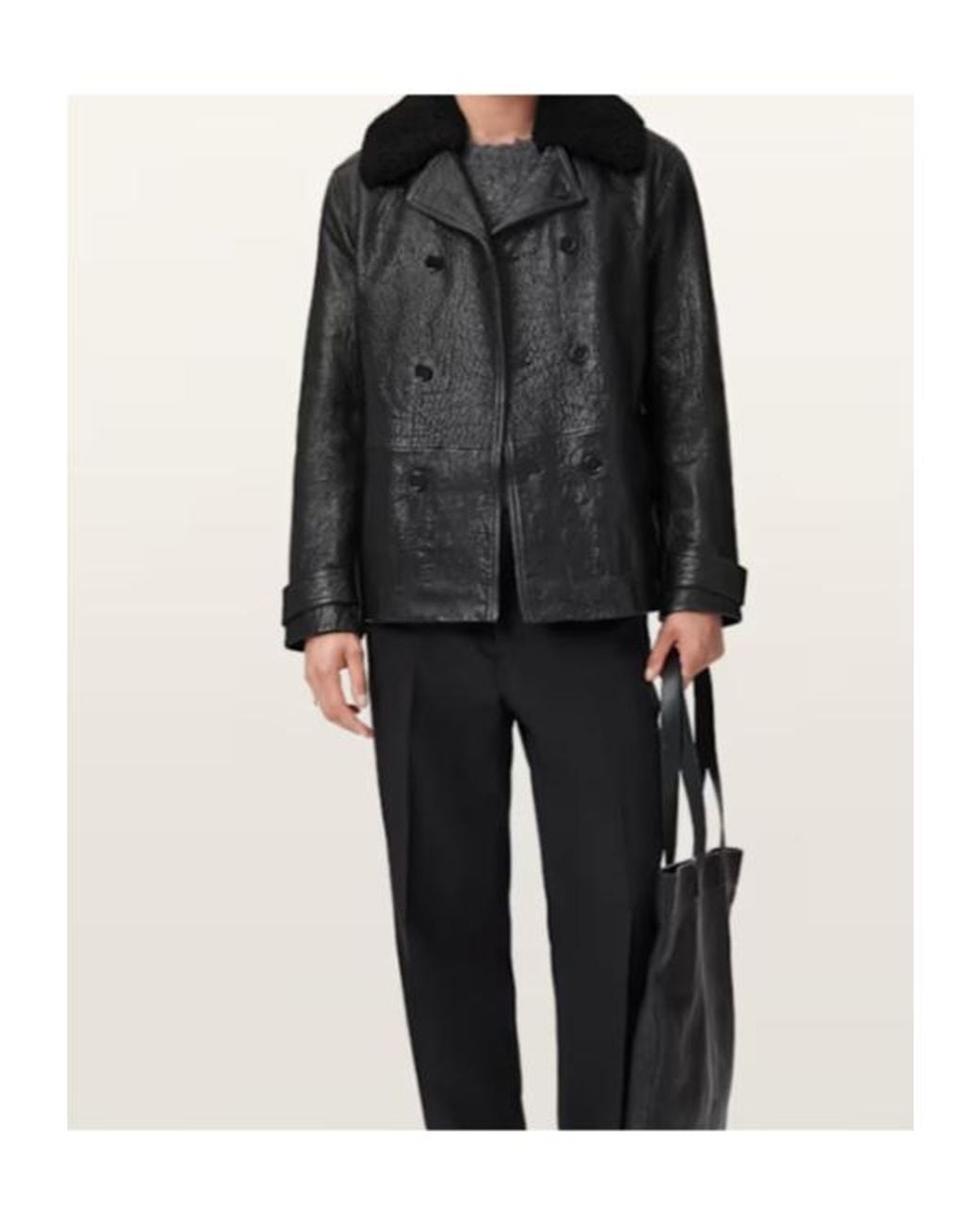 AllSaints Black Hamlet Leather Jacket for men