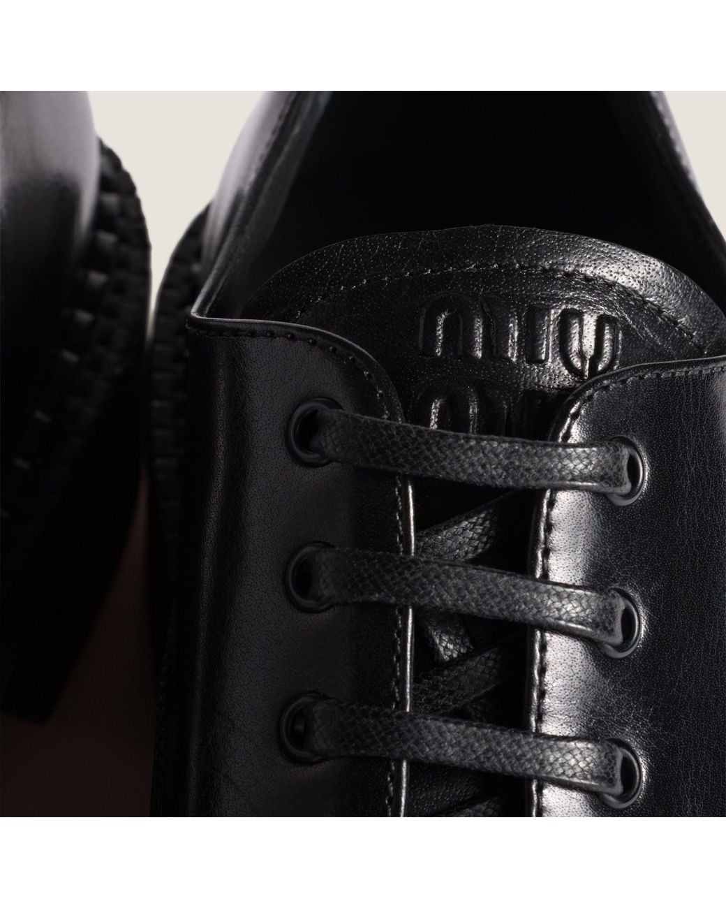 Miu Miu Black Round-Toe Brogues