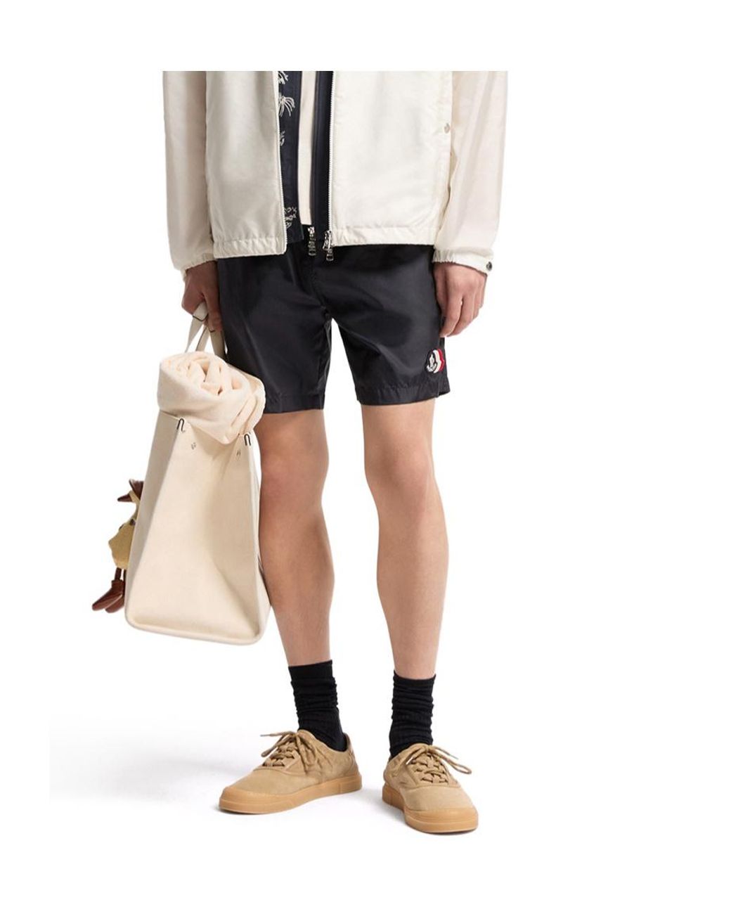 Moncler Blue Wide-Leg Swim Trunks for men