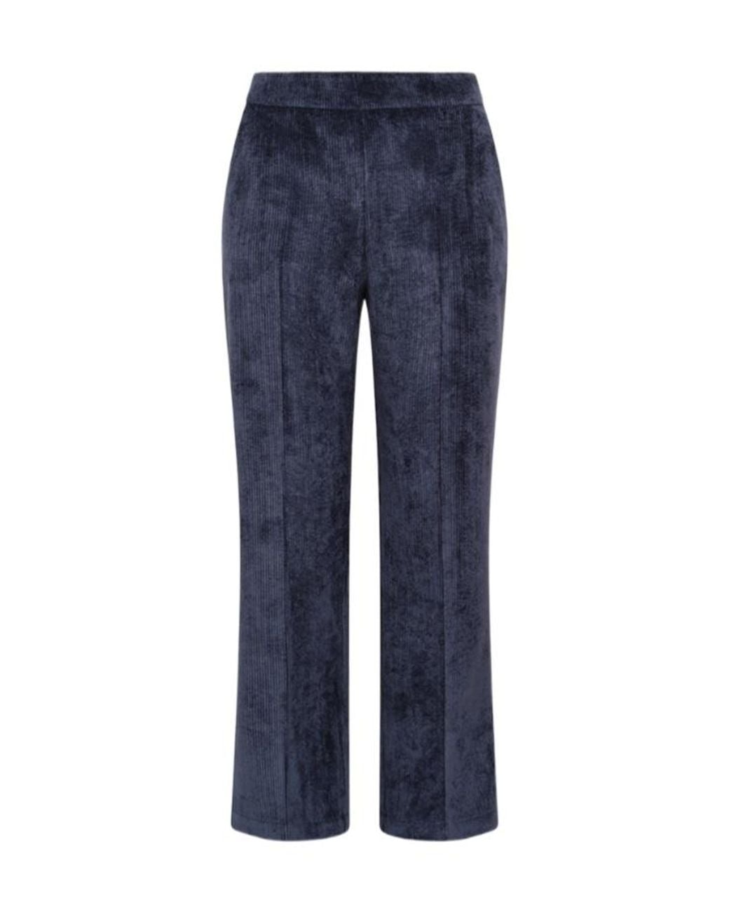 Maliparmi Blue Corduroy-Velvet Ankle-Length Bootcut Trousers
