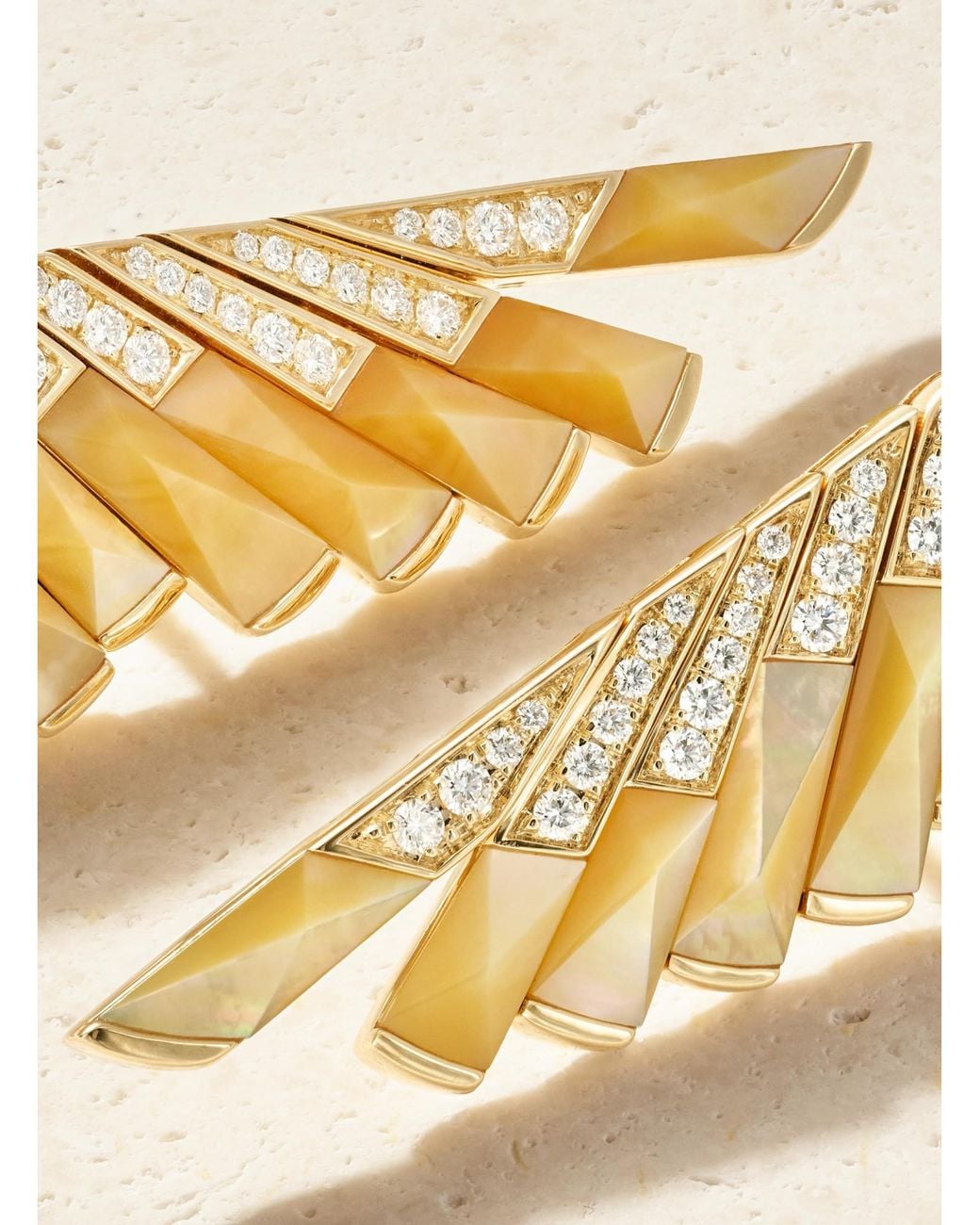 Garrard Metallic 18-Karat, Diamond And Mother-Of-Pearl Earrings