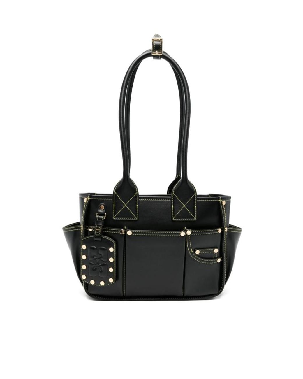 Ganni Black Posy Studded Shoulder Bag