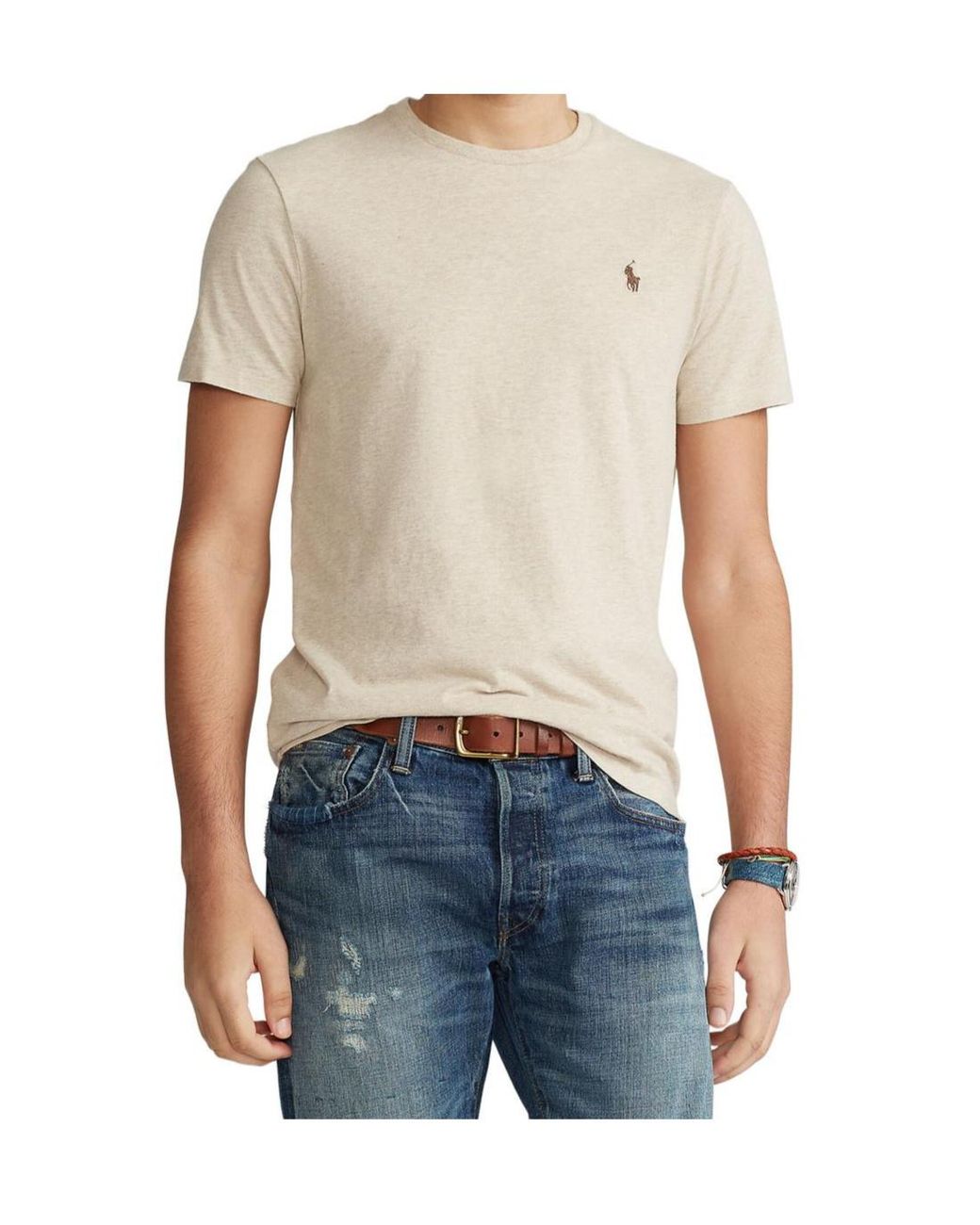 Polo Ralph Lauren White Logo Embroidered Crewneck T-Shirt for men