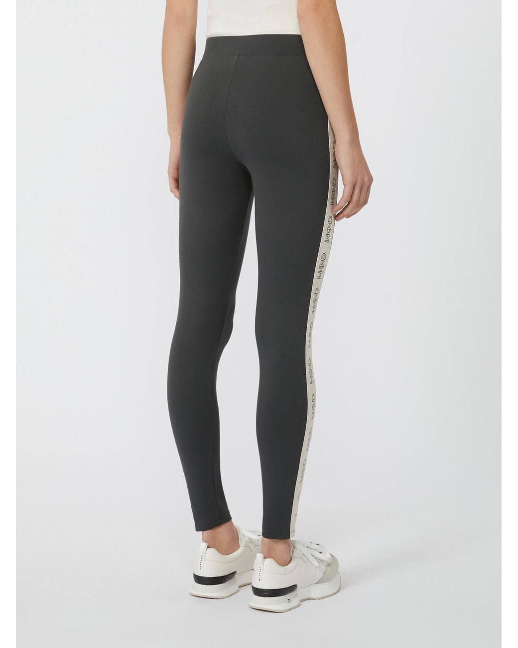 Weekend by Maxmara Gray Basilio Logo Detailed Leggings