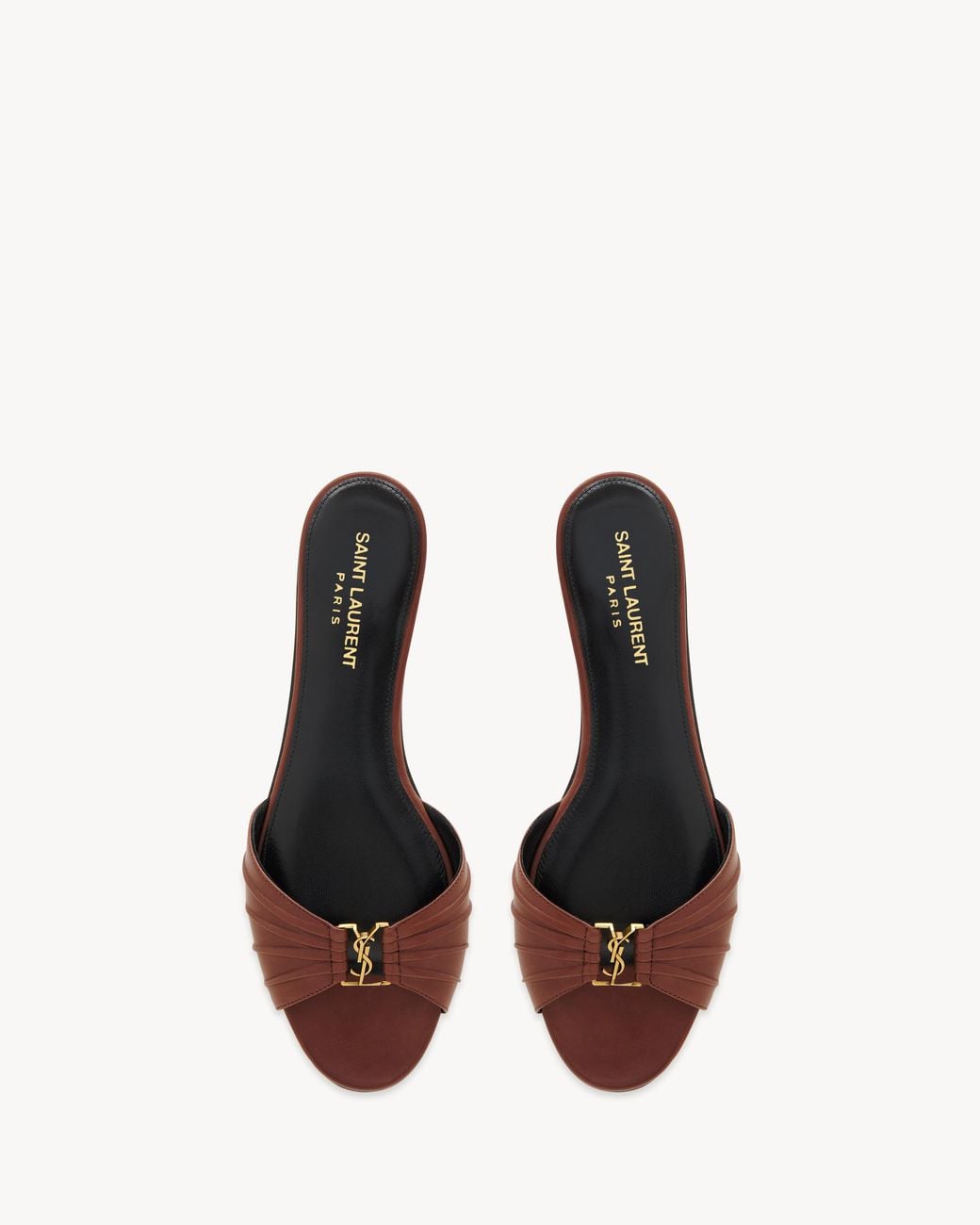 Saint Laurent Brown Babylone Logo Plaque Slides