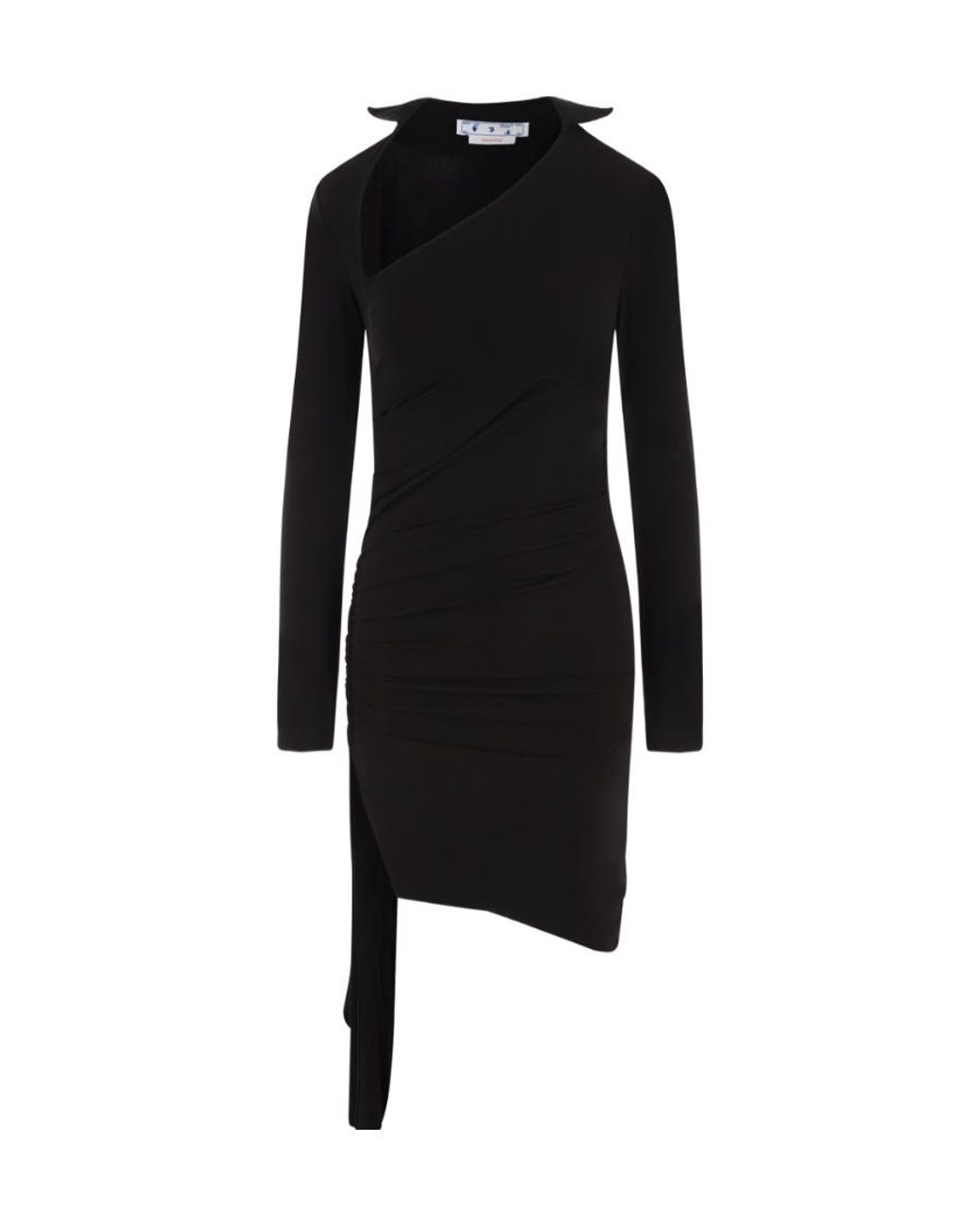 Off-White c/o Virgil Abloh Black Asymmetric Ruched Long-Sleeved Mini Dress