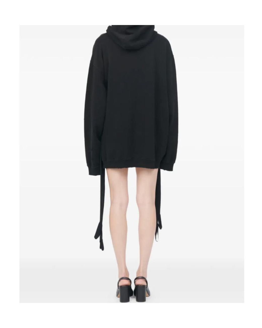 MM6 by Maison Margiela Black Tie Detailed Hooded Mini Dress