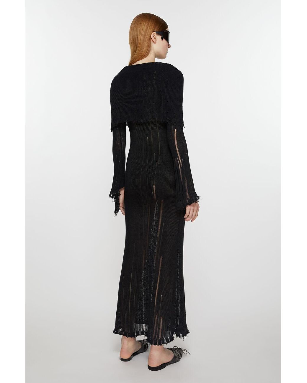 Acne Black Open-Knit Maxi Dress
