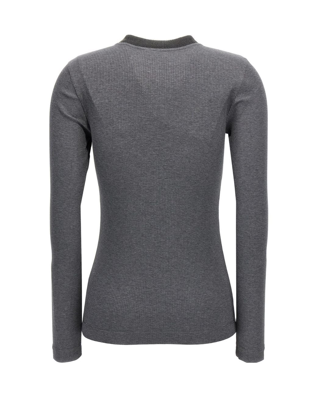Brunello Cucinelli Gray Monili-Detailed Knitted Jumper