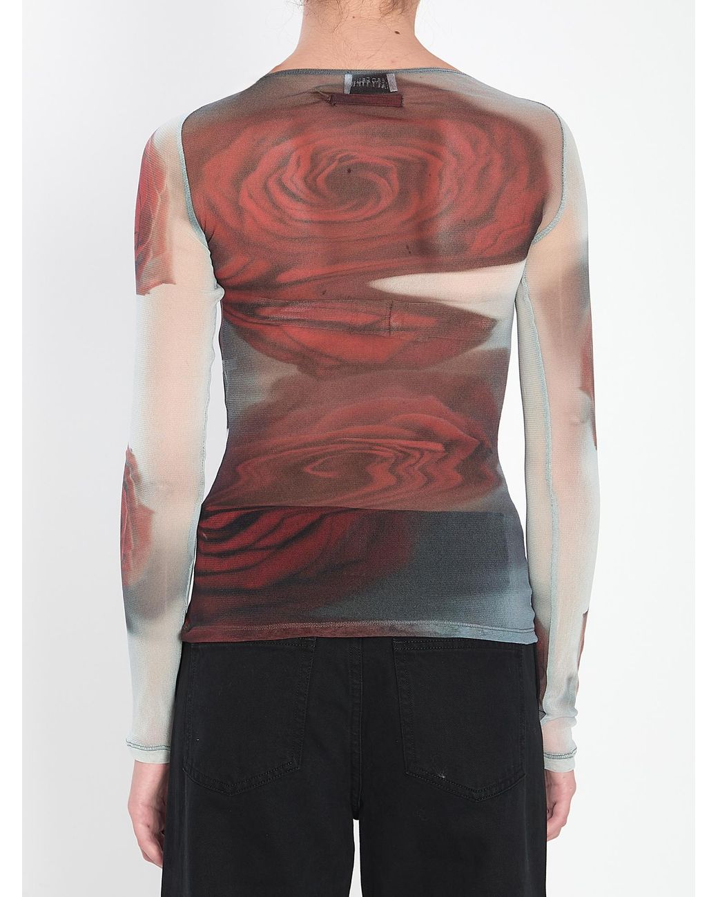 Jean Paul Gaultier Red Blurry Roses Top