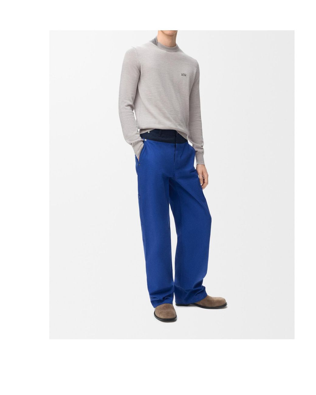 Loewe Gray Long-Sleeved Knitted Sweater for men