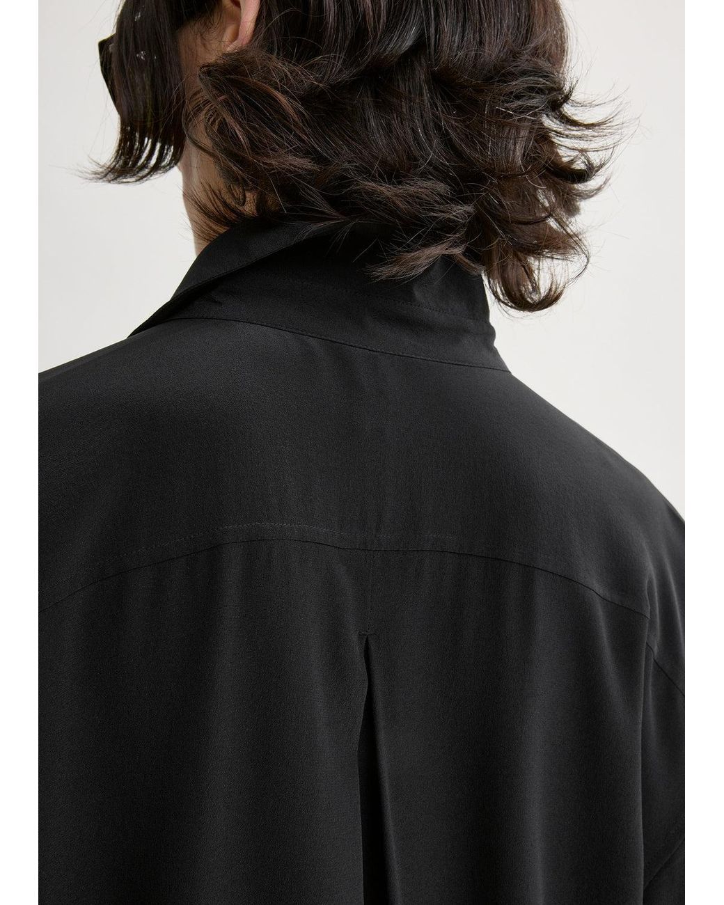 Totême  Black Silk Shirt Midi Dress