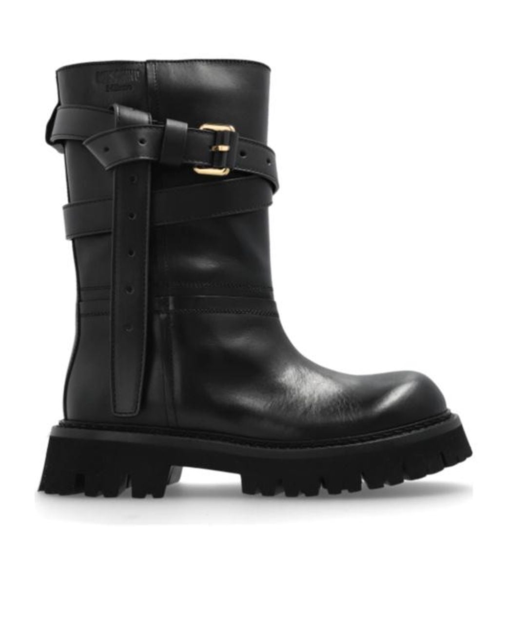 Moschino Black Logo Debossed Ankle Boots