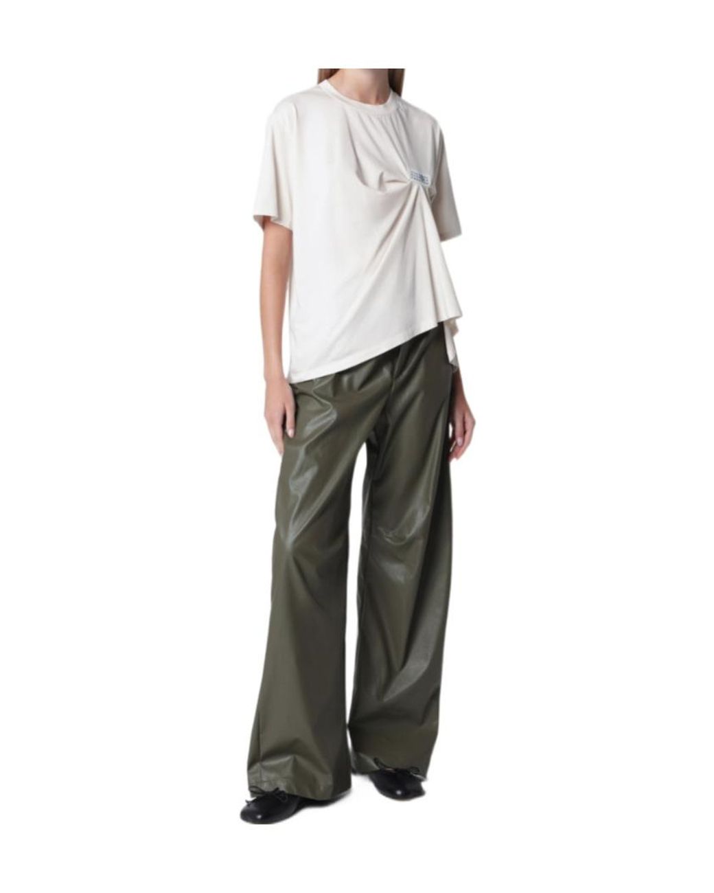 MM6 by Maison Margiela White Draped Logo T-Shirt