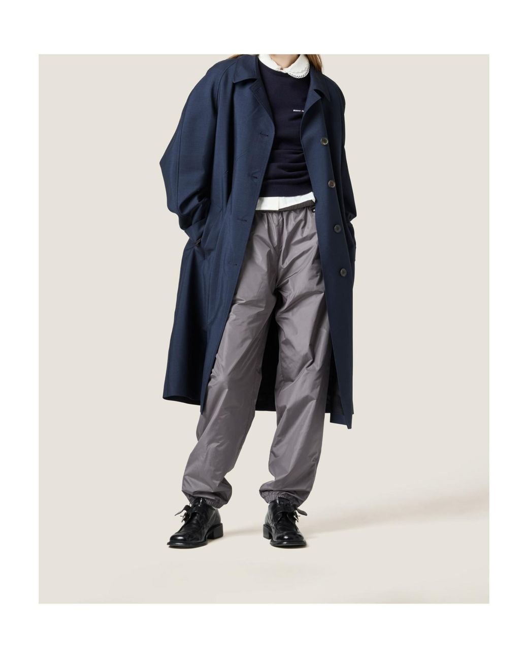 Miu Miu Gray Technical Silk Joggers