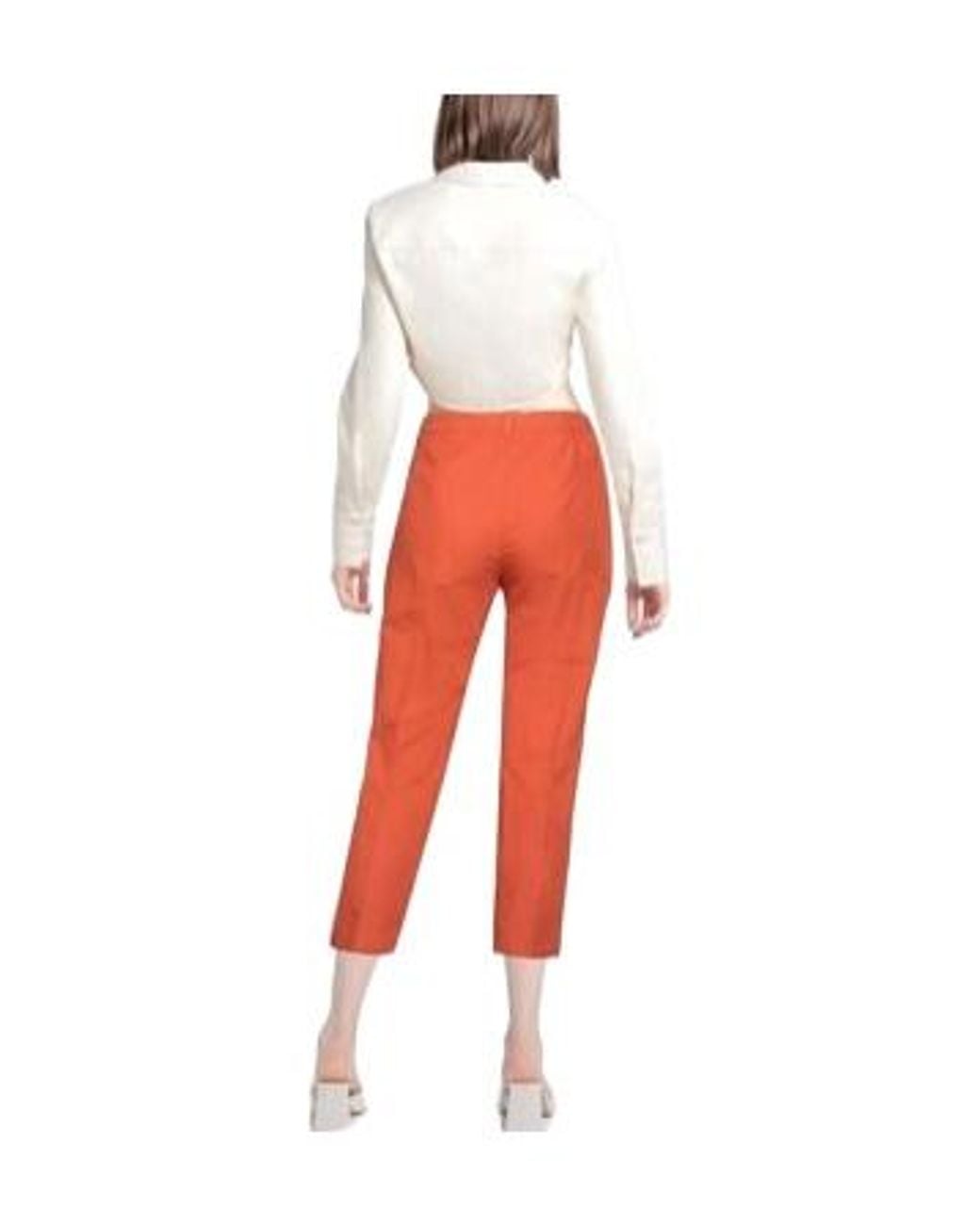 Max Mara Red High-Waisted Straight-Leg Cropped Casual Trousers