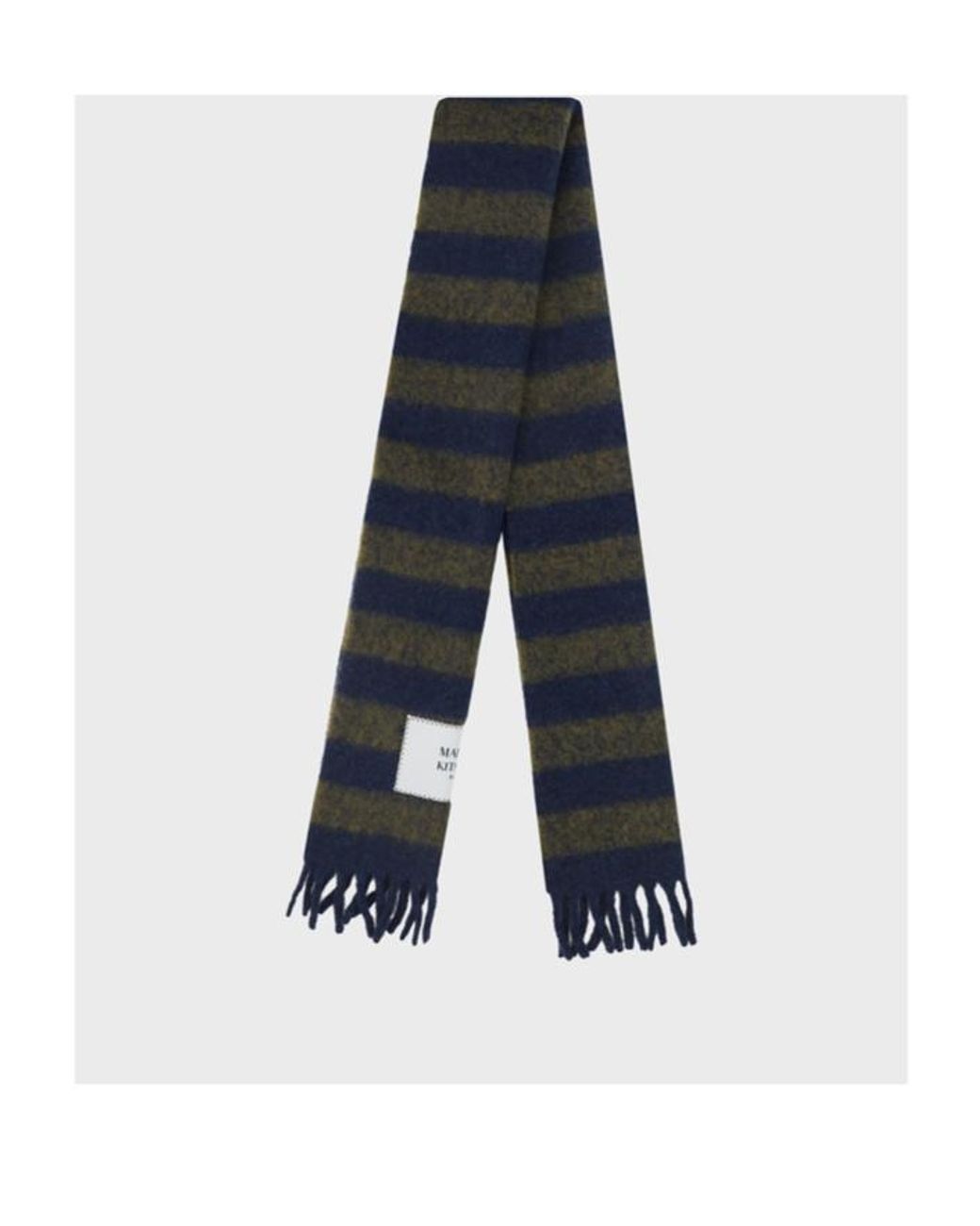 Maison Kitsuné Blue Maison Kitsuné Striped Fringed Knit Scarf for men