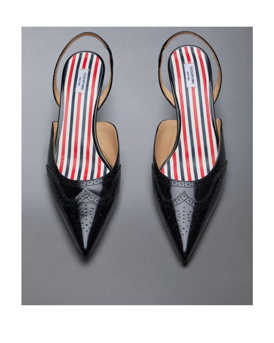 Thom Browne Black Pointed-Toe Slingback Pumps