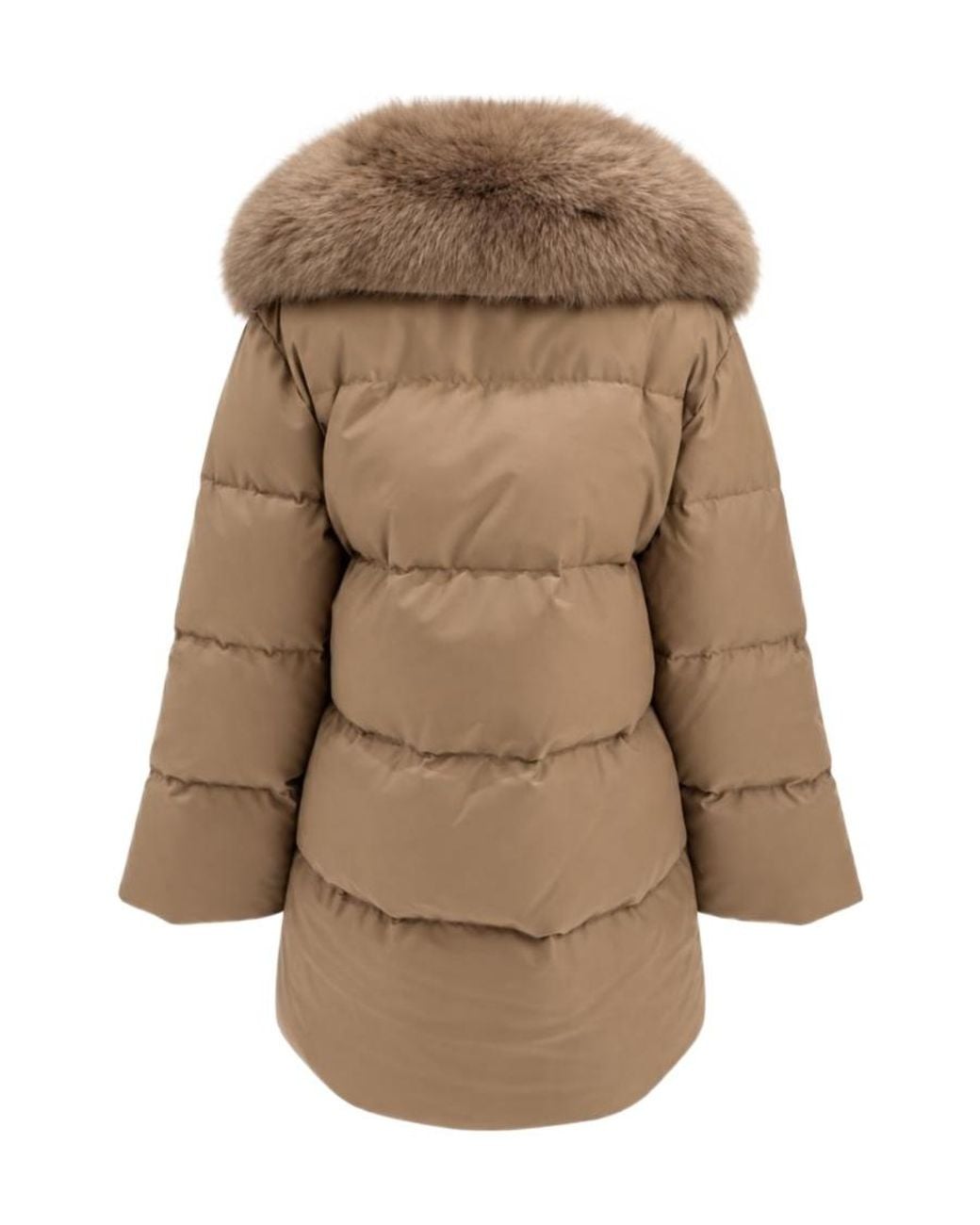 Yves Salomon Brown Long-Sleeved Padded Jacket
