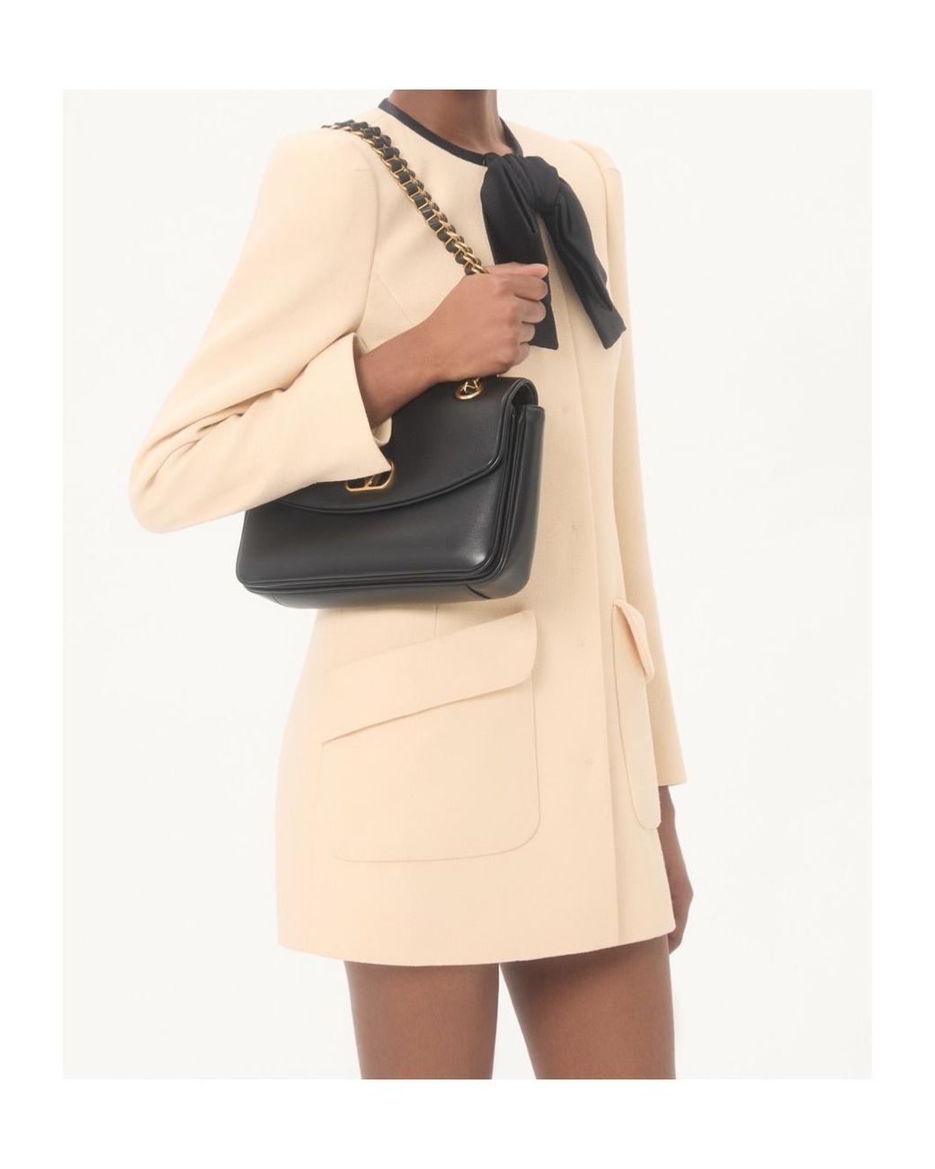Valentino Natural Bow Detailed Caban Coat