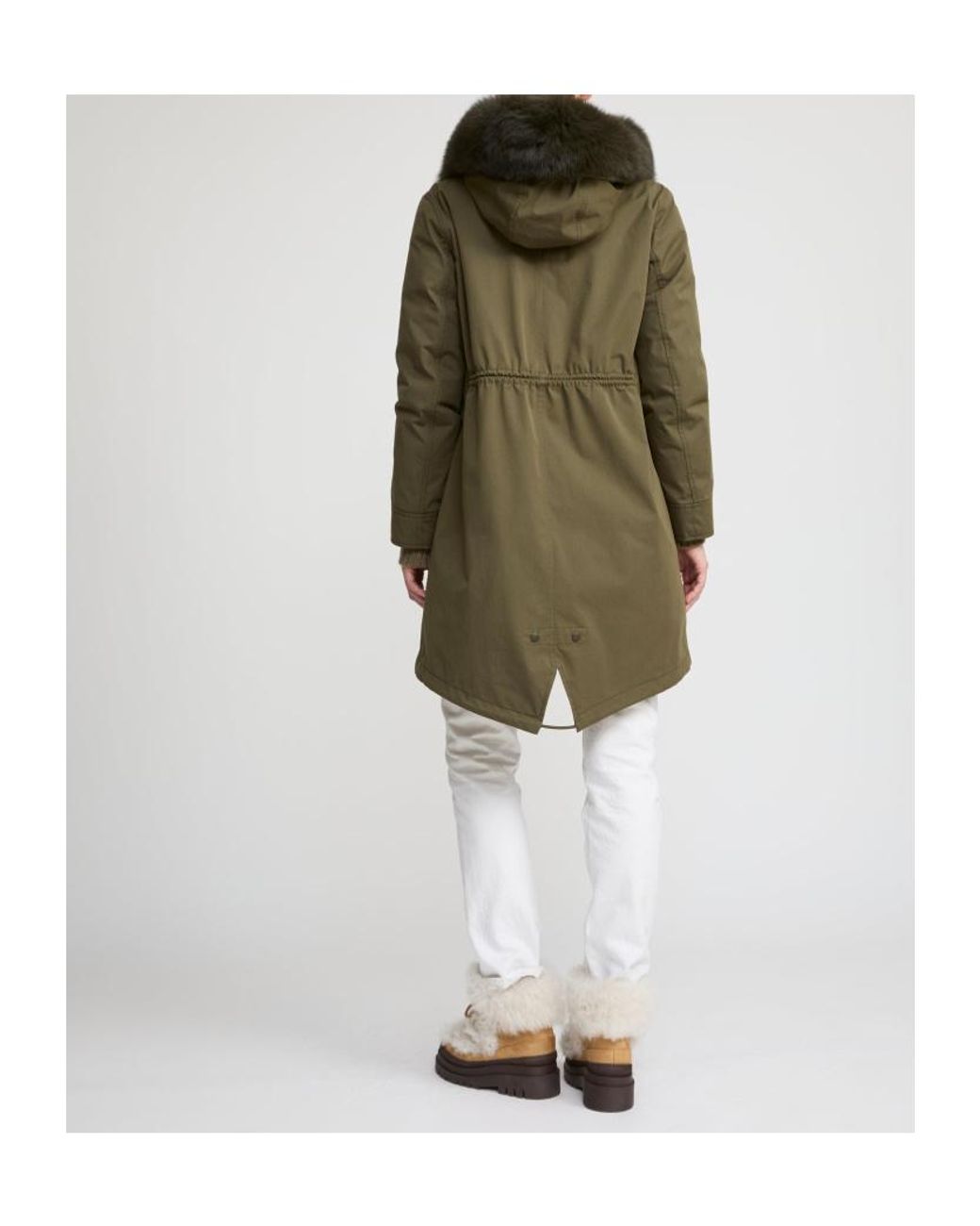 Yves Salomon Green Long Iconic Parka