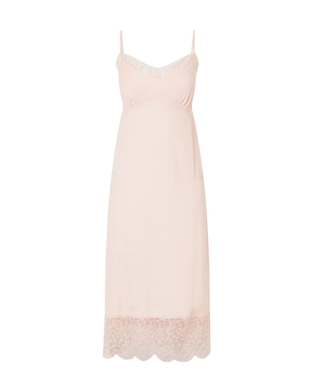 Simone Rocha Pink Lace-Trimmed Crepe De Chine Midi Dress