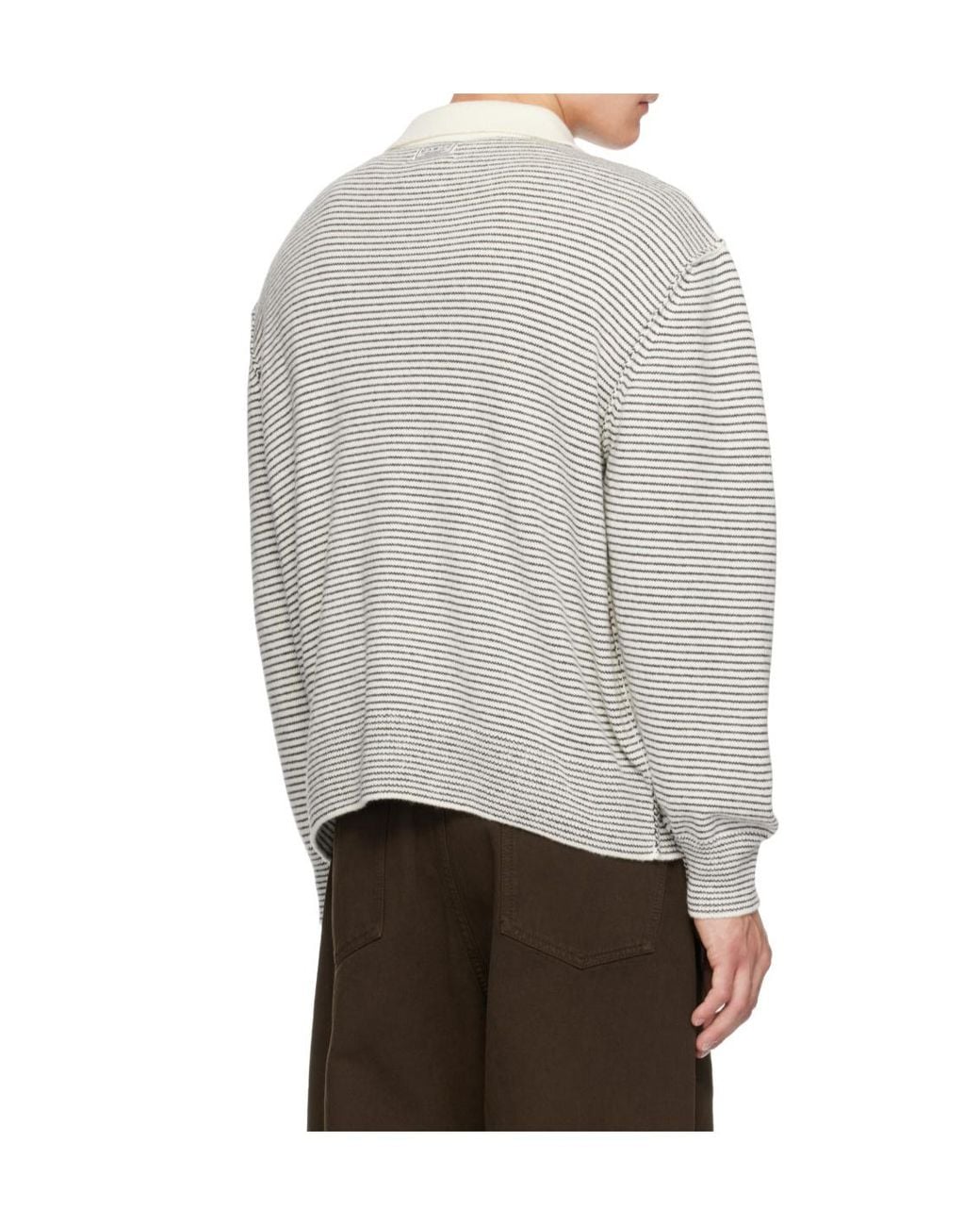 mfpen Gray Charming Striped Polo Sweater for men