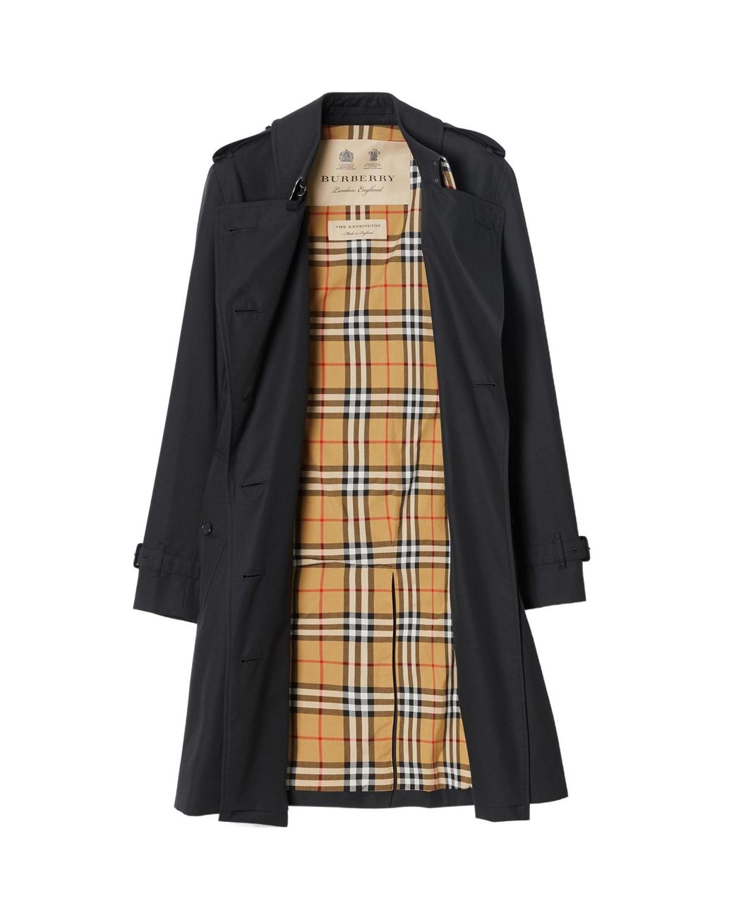 Burberry Black Kensington Heritage Double Breasted Coat