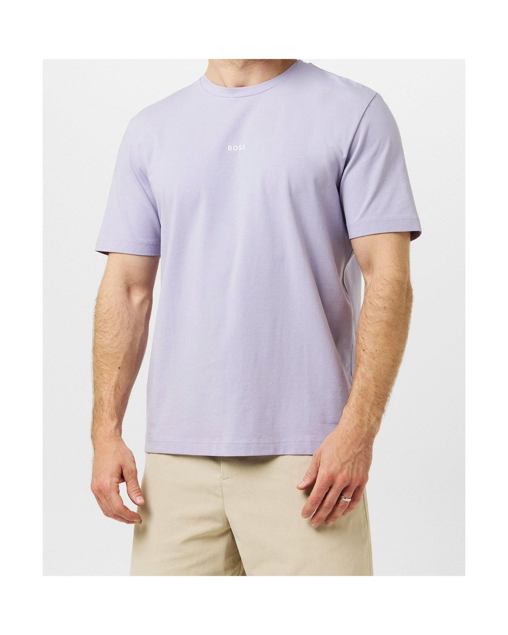 Boss White Logo Crew-Neck T-Shirt for men