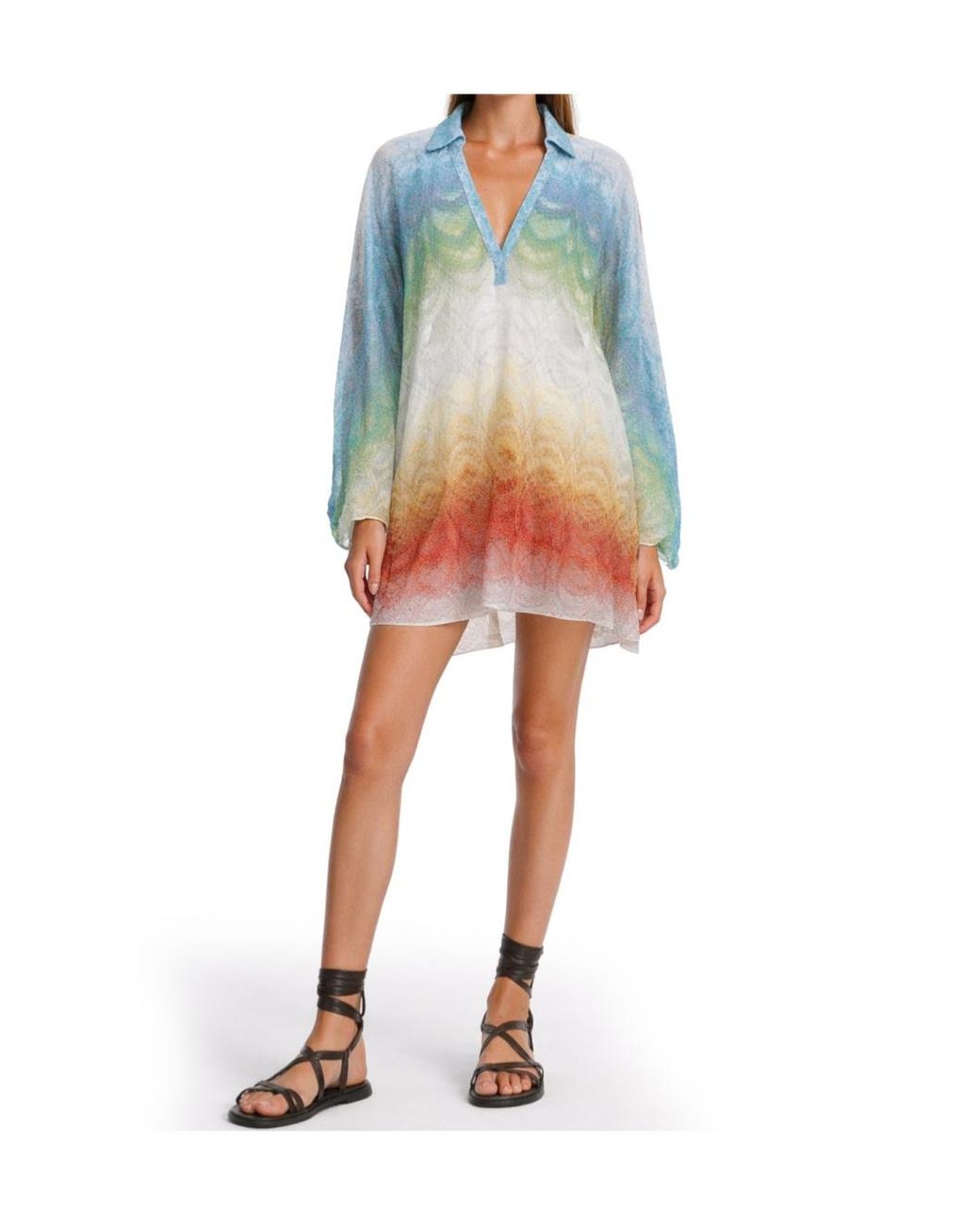 Missoni Blue V-Neck Long Sleeve Dress