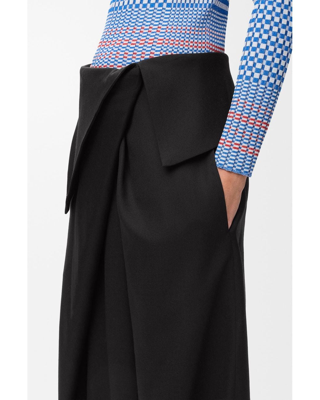 Loewe Black Wide-Leg Draped Trousers