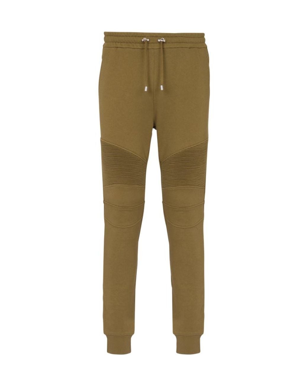 Balmain Green Logo Printed Cotton Jogging Bottoms for men