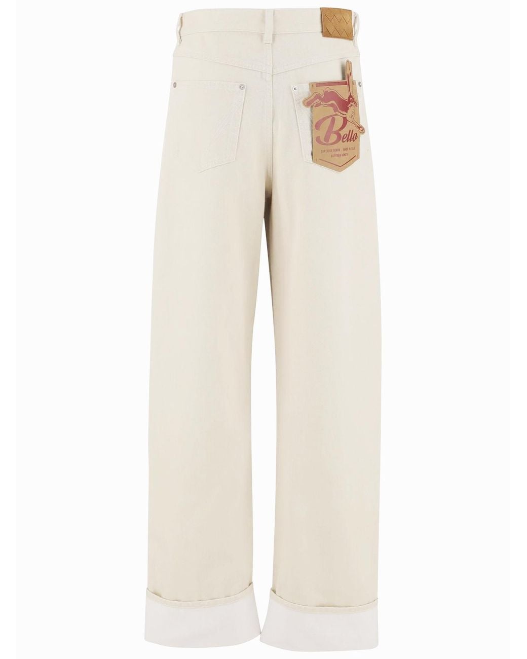 Bottega Veneta White Turned Up Hem Wide Leg Jeans