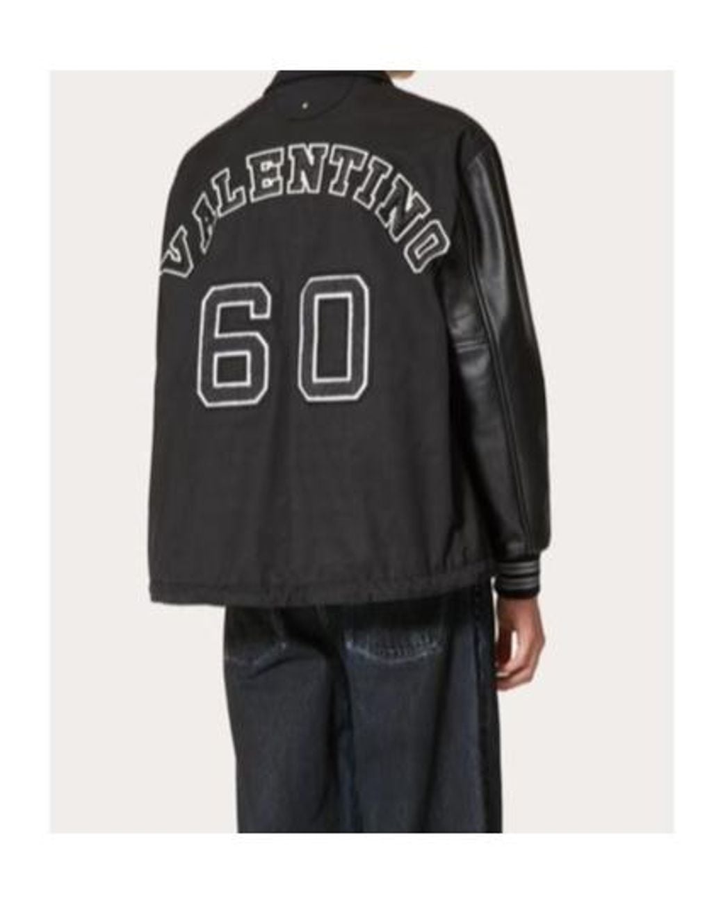 Valentino Black Buttoned Long-Sleeved Varsity Jacket for men