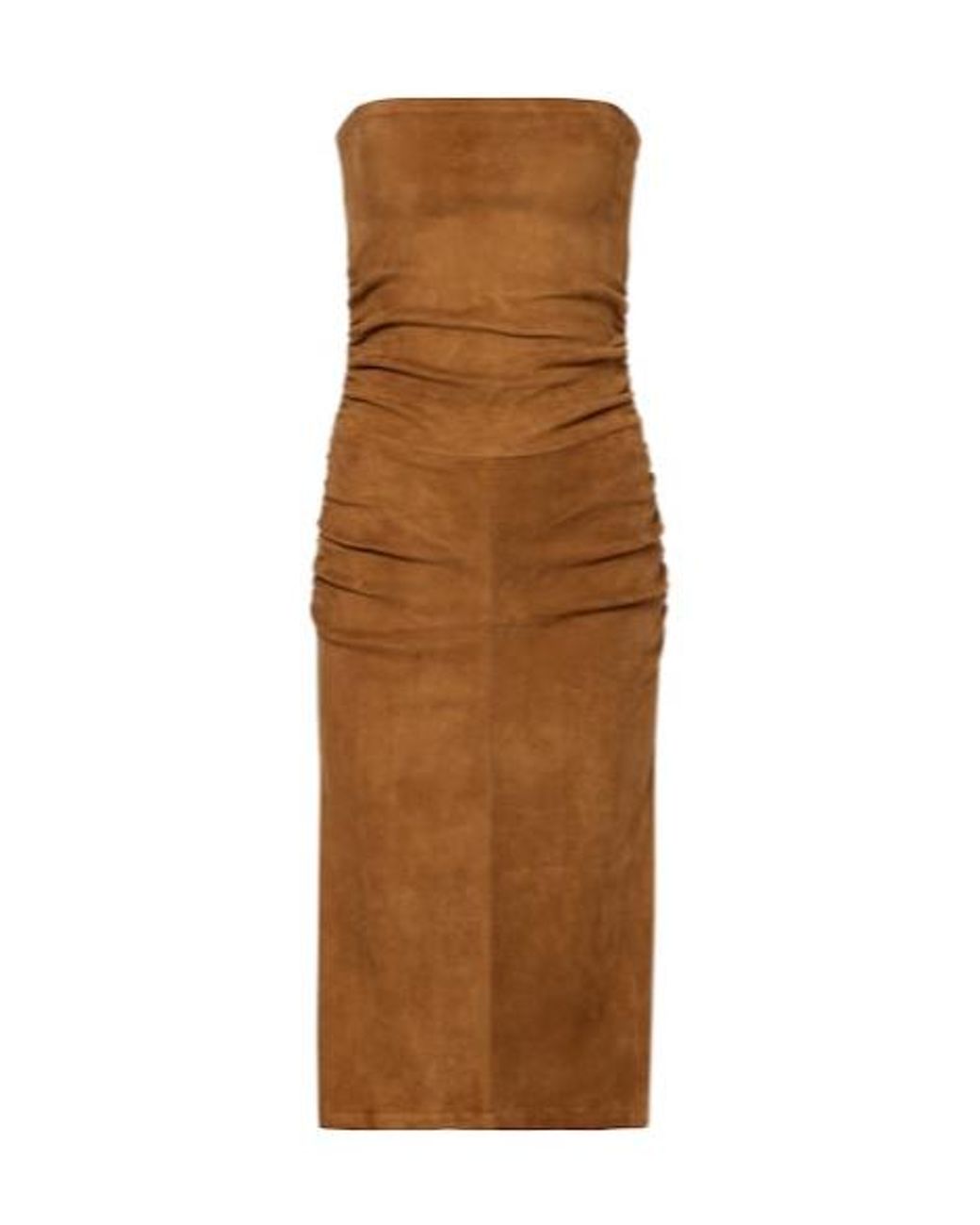 Stouls Brown Salma Ruched Suede Midi Dress