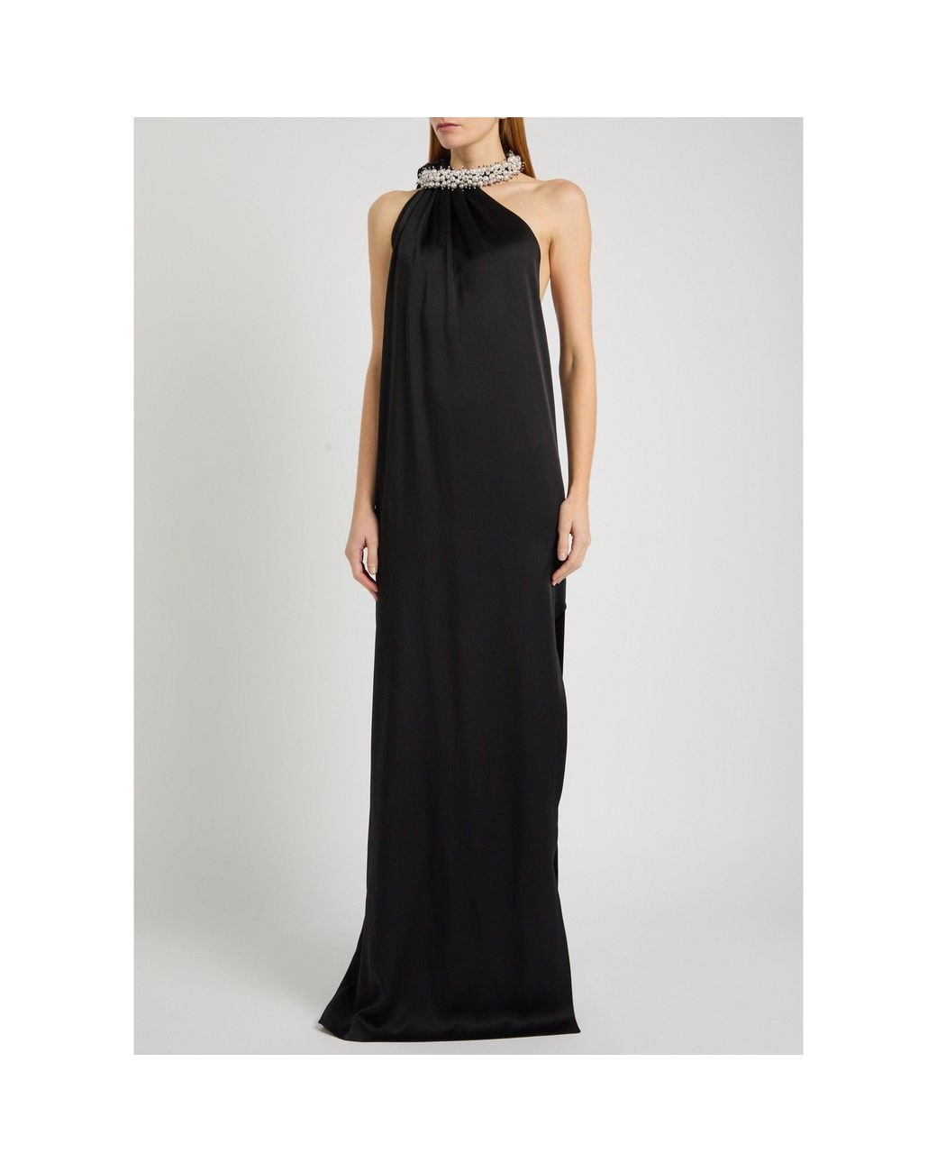 Givenchy Black Satin One-Shoulder Long Formal Dress
