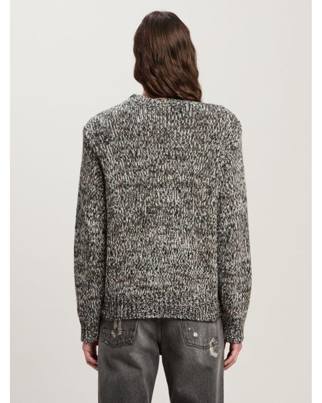 Palm Angels Gray Palm Intarsia Crewneck Knitted Jumper for men