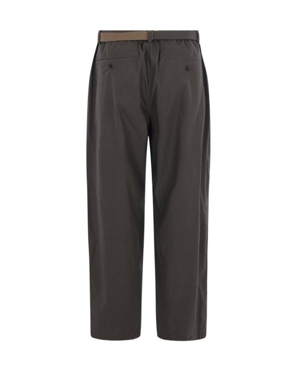 Sacai Gray Pleated Belted Trousers for men