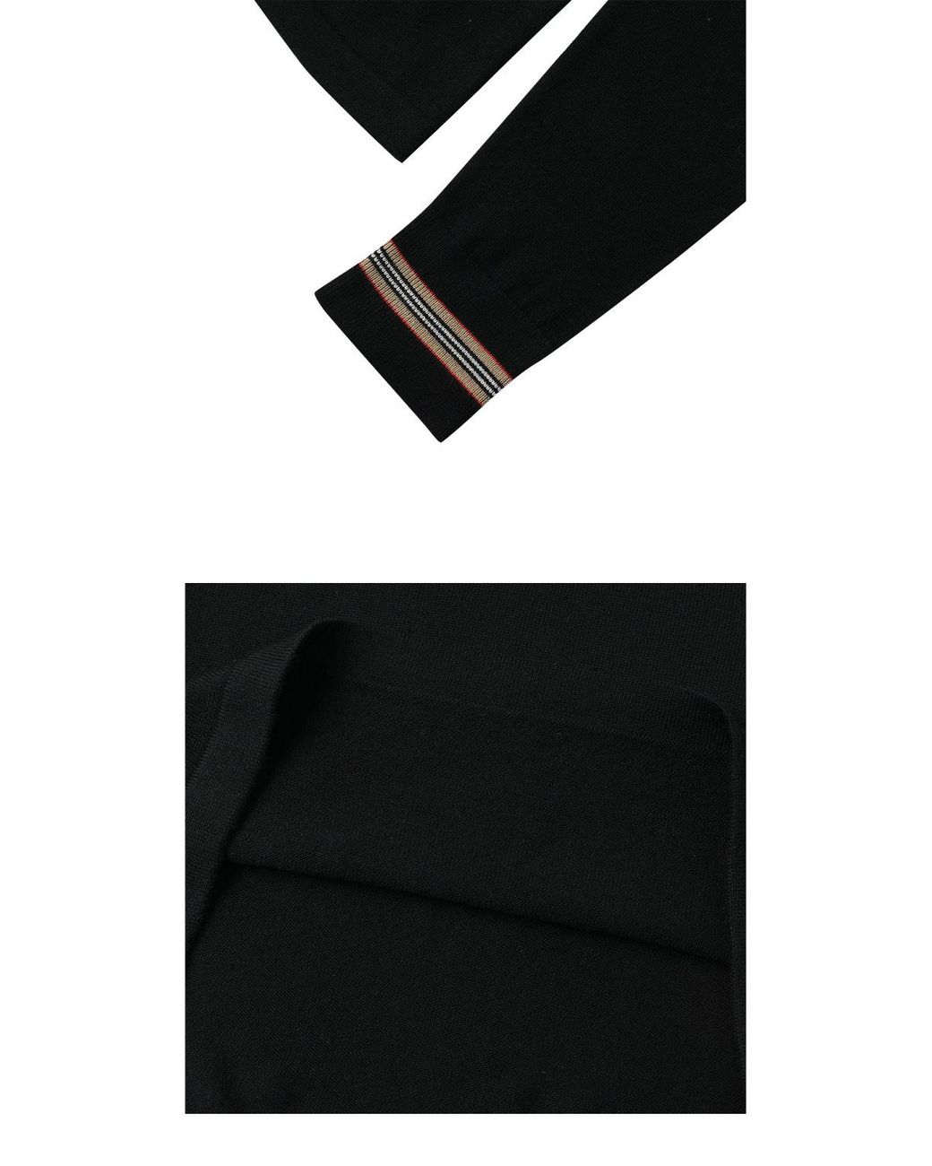 Burberry Black Long-Sleeve Wool Polo Shirt for men