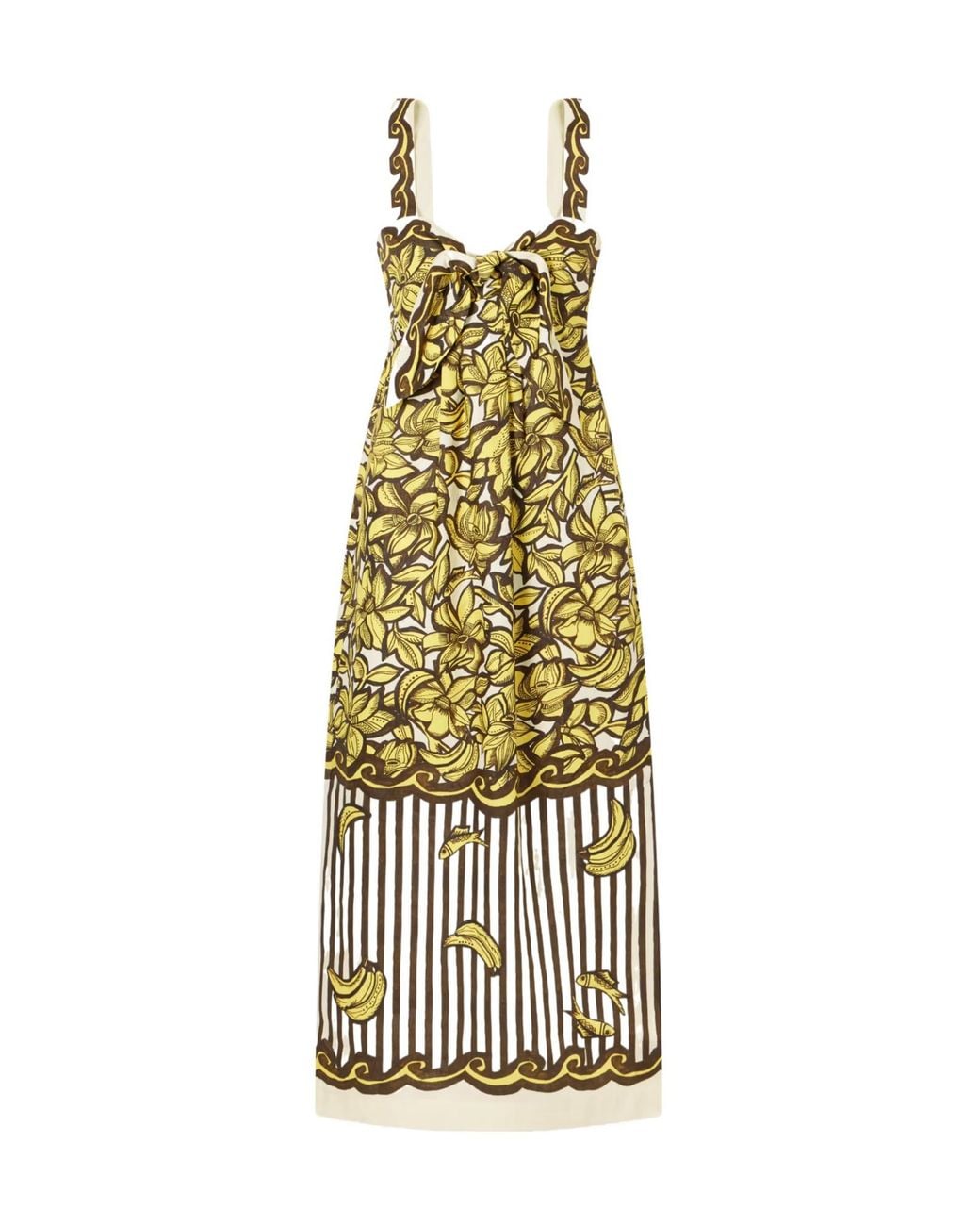 ALÉMAIS Metallic Printed Hemp Midi Dress